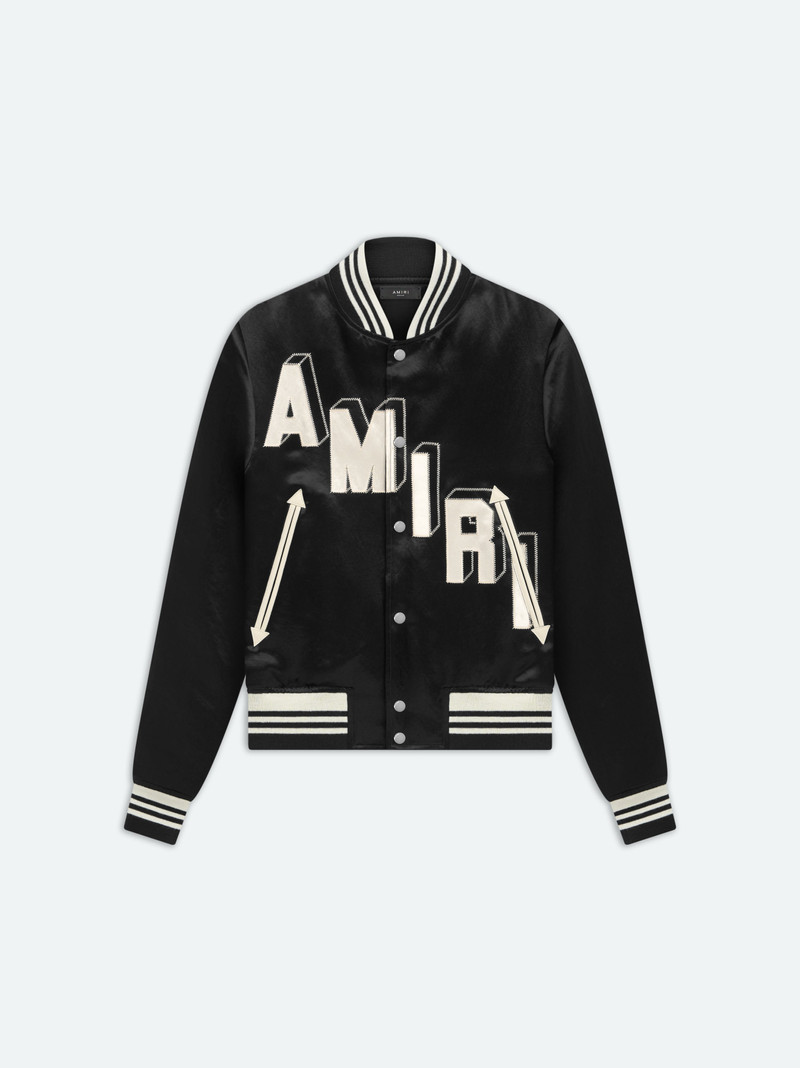 SATIN CROPPED VARSITY JACKET - 1