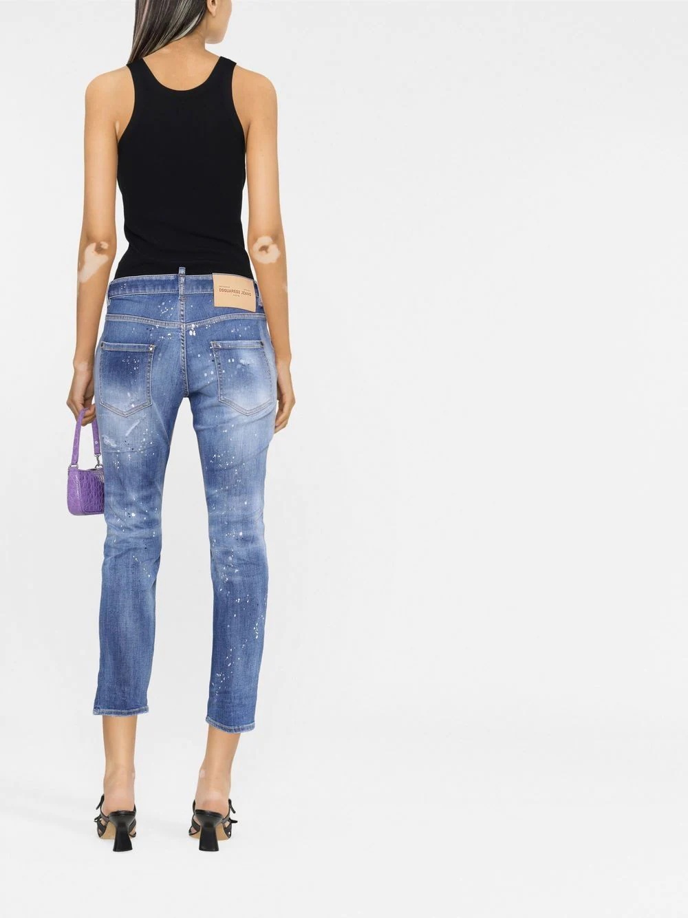 low-rise distressed cropped jeans - 4