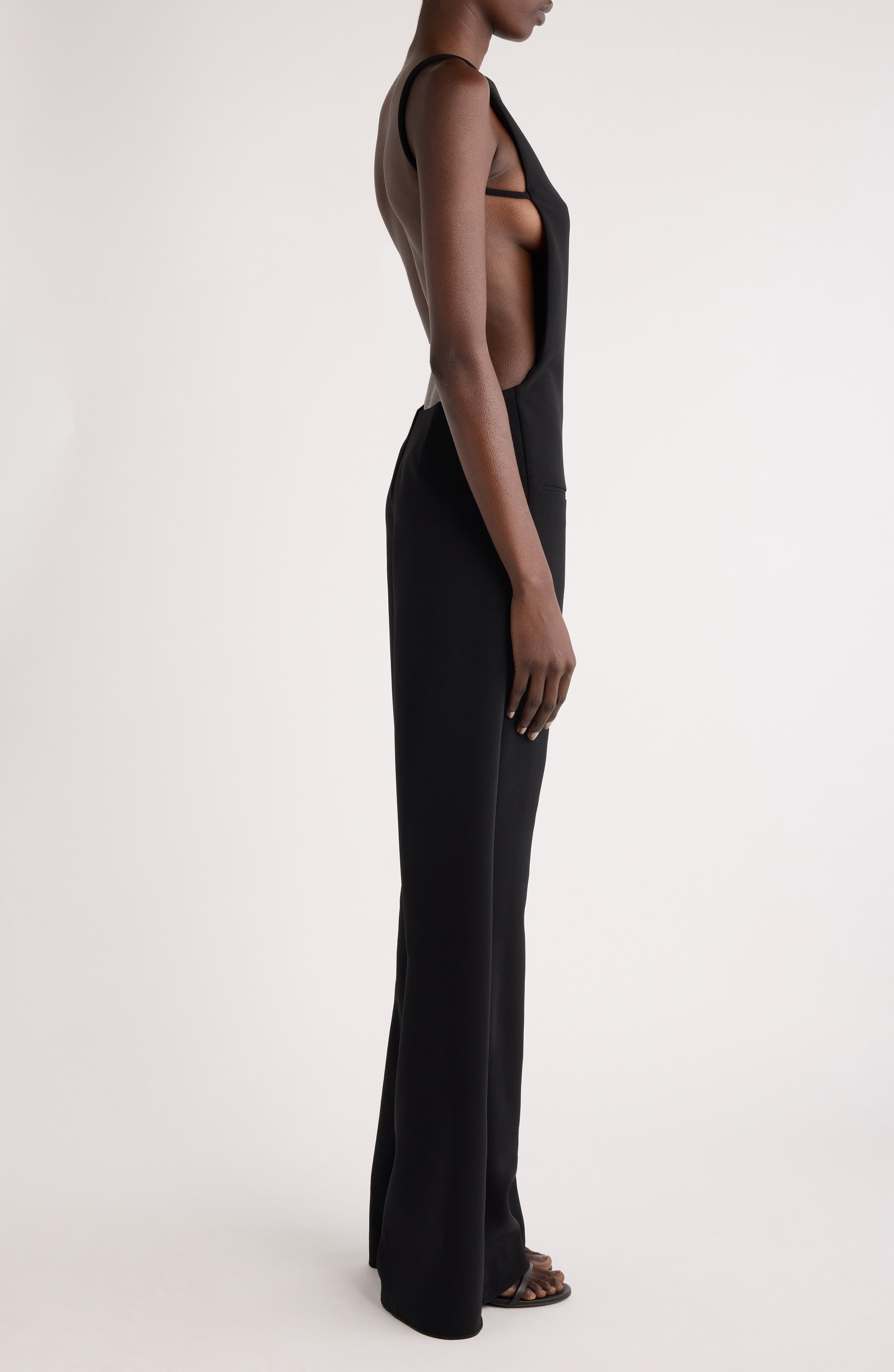 Courrèges Infinity Allover Open Back Crepe Jumpsuit in Black at Nordstrom - 3