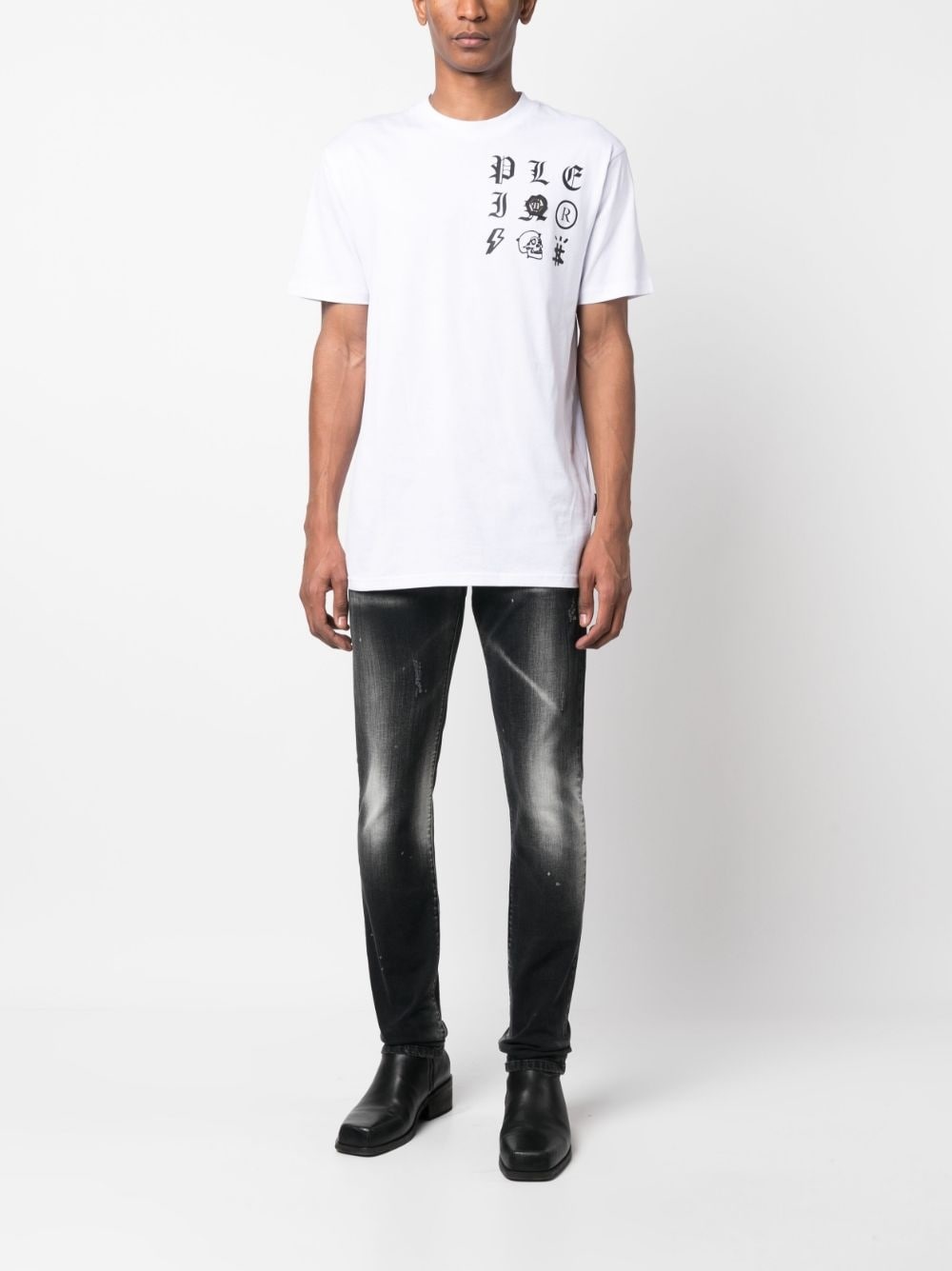 distressed straight-leg jeans - 2