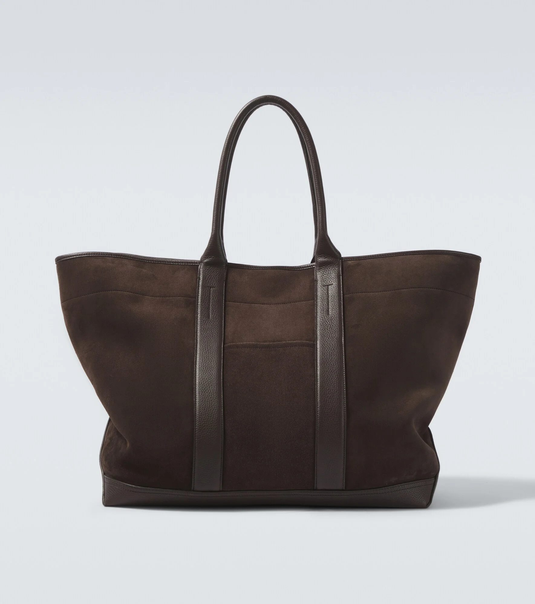 Leather-trimmed suede tote bag - 1