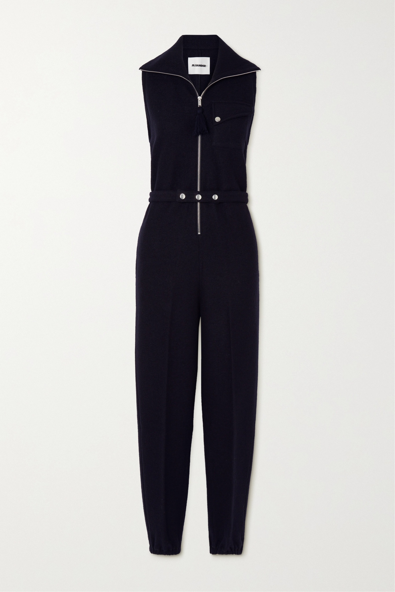 Belted wool-blend felt jumpsuit - 1