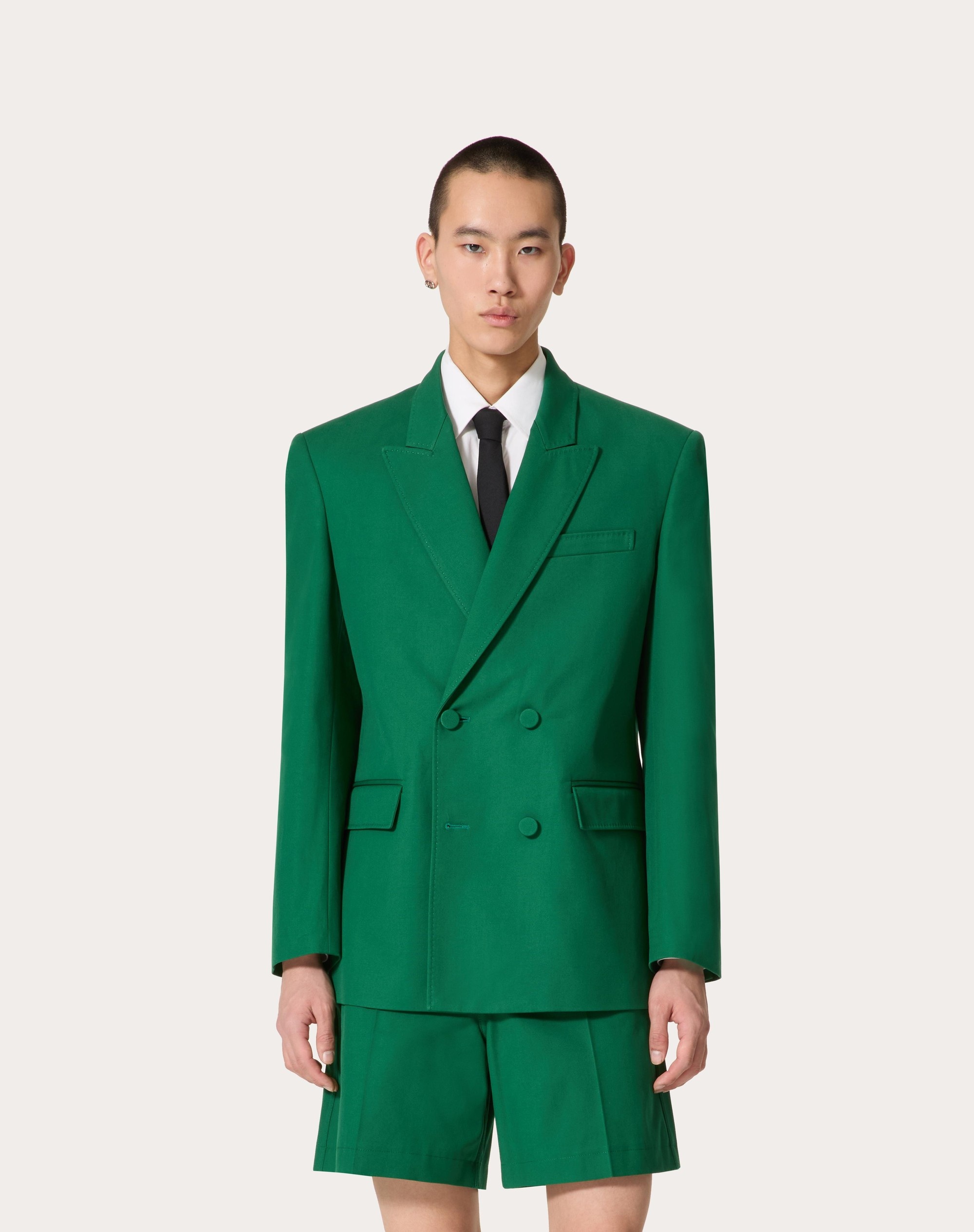 DOUBLE-BREASTED JACKET IN STRETCH COTTON CANVAS - 3