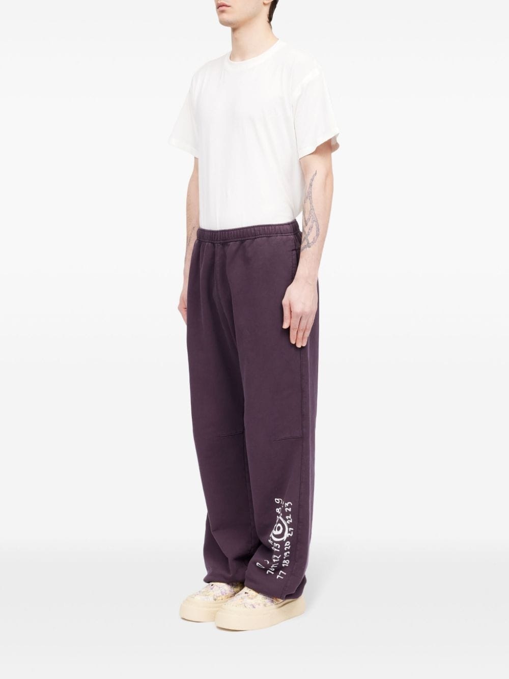 Numbers-print cotton track pants - 6