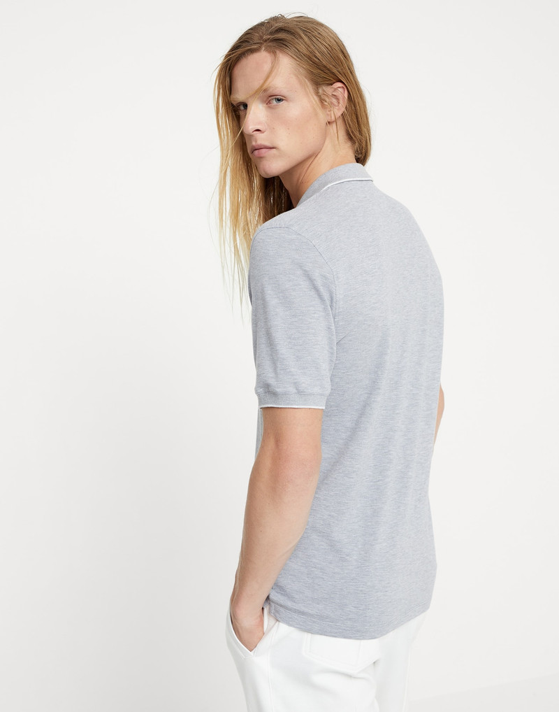 Brunello Cucinelli Cotton piqué polo shirt with logo outlook