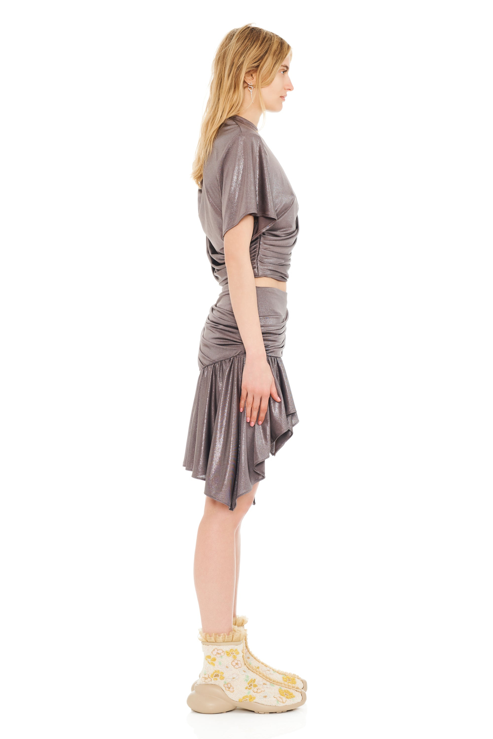 SILVER LAME CELOSIA MINI SKIRT - 4