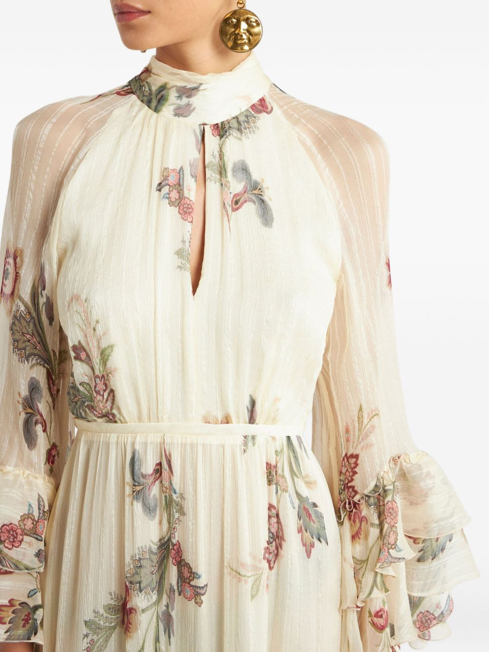floral ruffled silk dress - 4