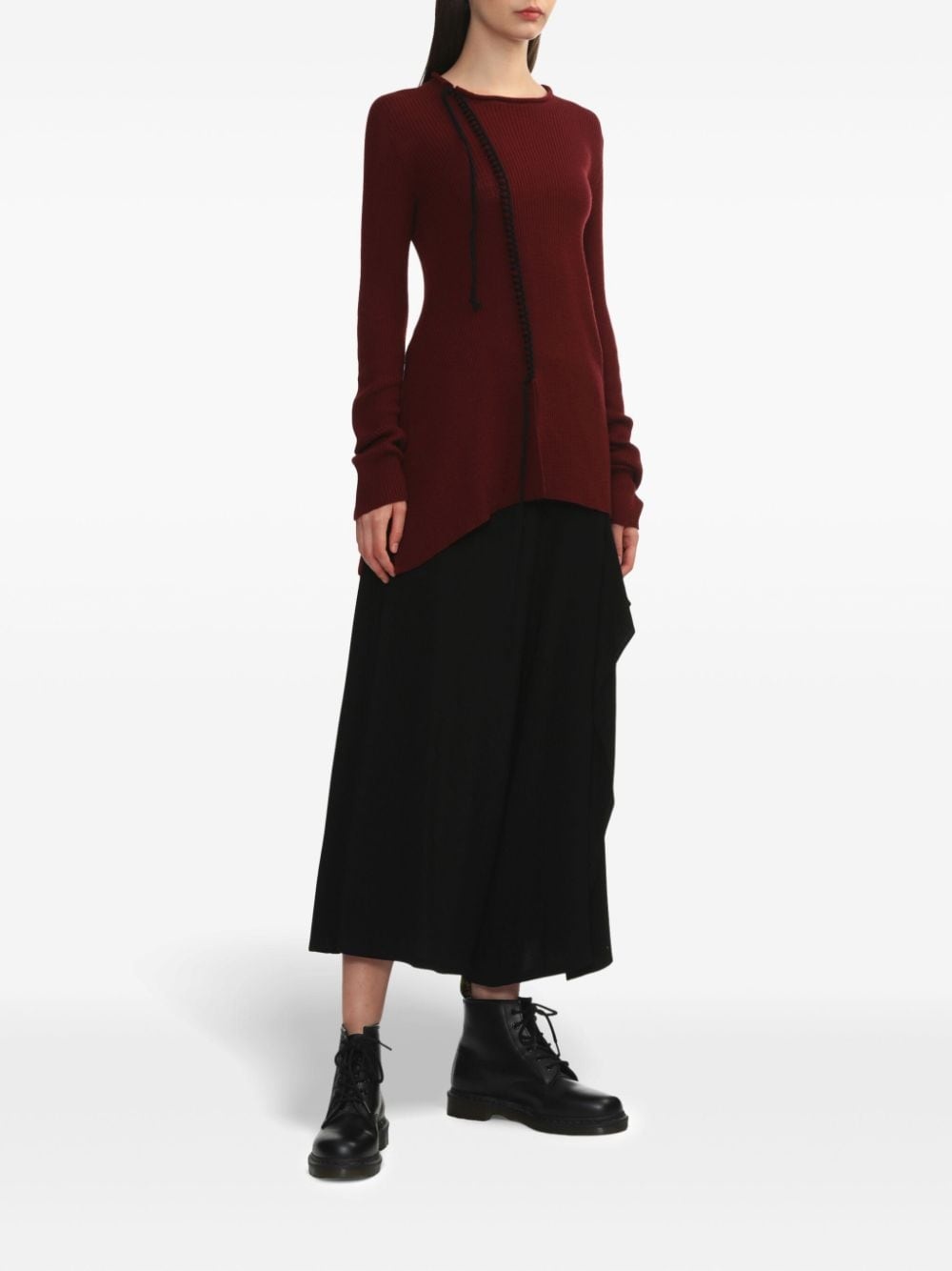 decorative-stitching wool jumper - 2