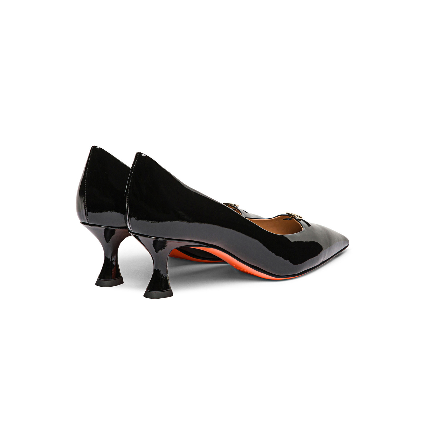 Women's black patent leather mid-heel pump - 4