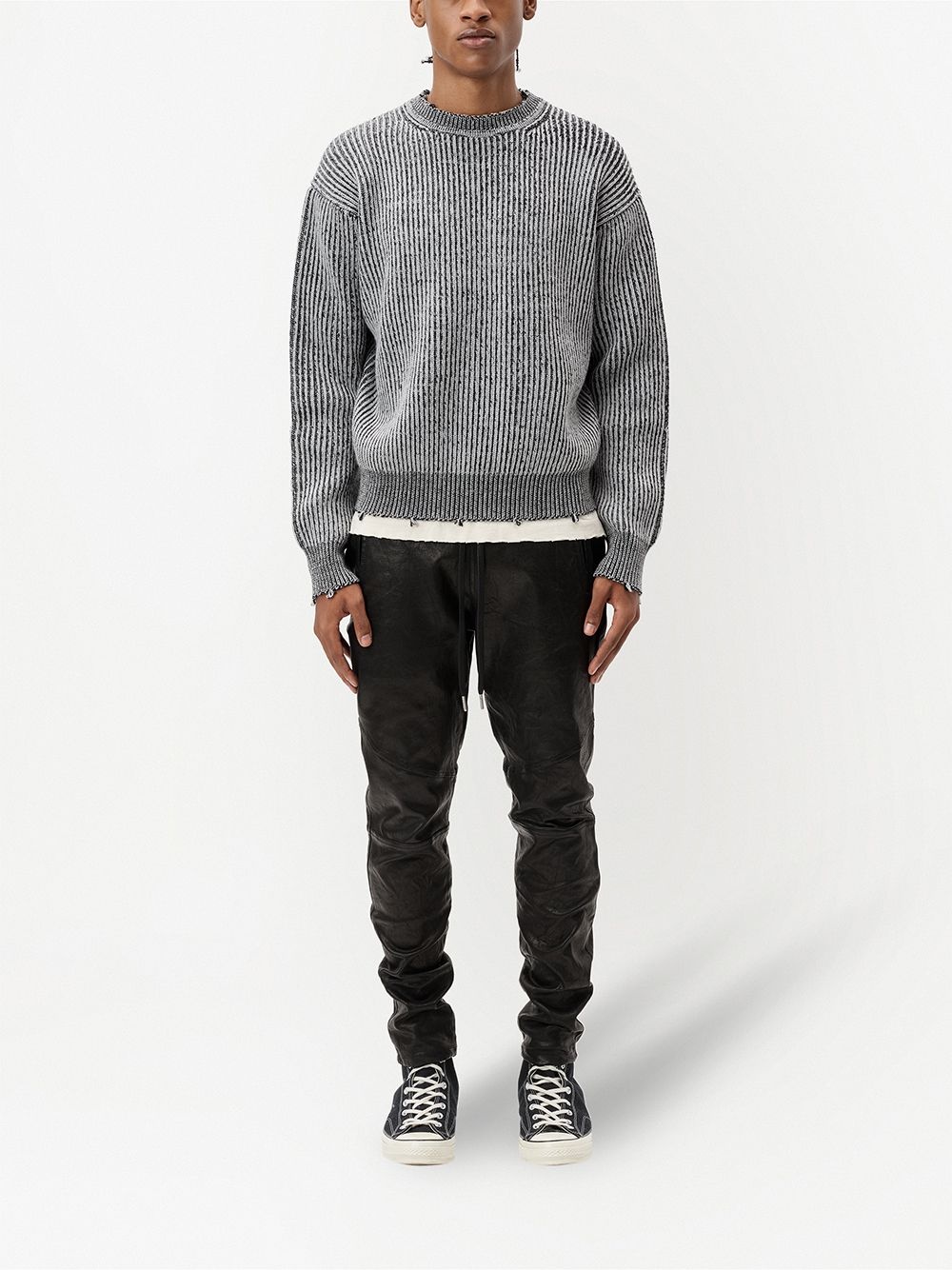 ribbed-knit crewneck jumper - 2