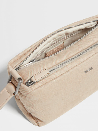 ZEGNA LIGHT BEIGE OASI LINO POUCH outlook