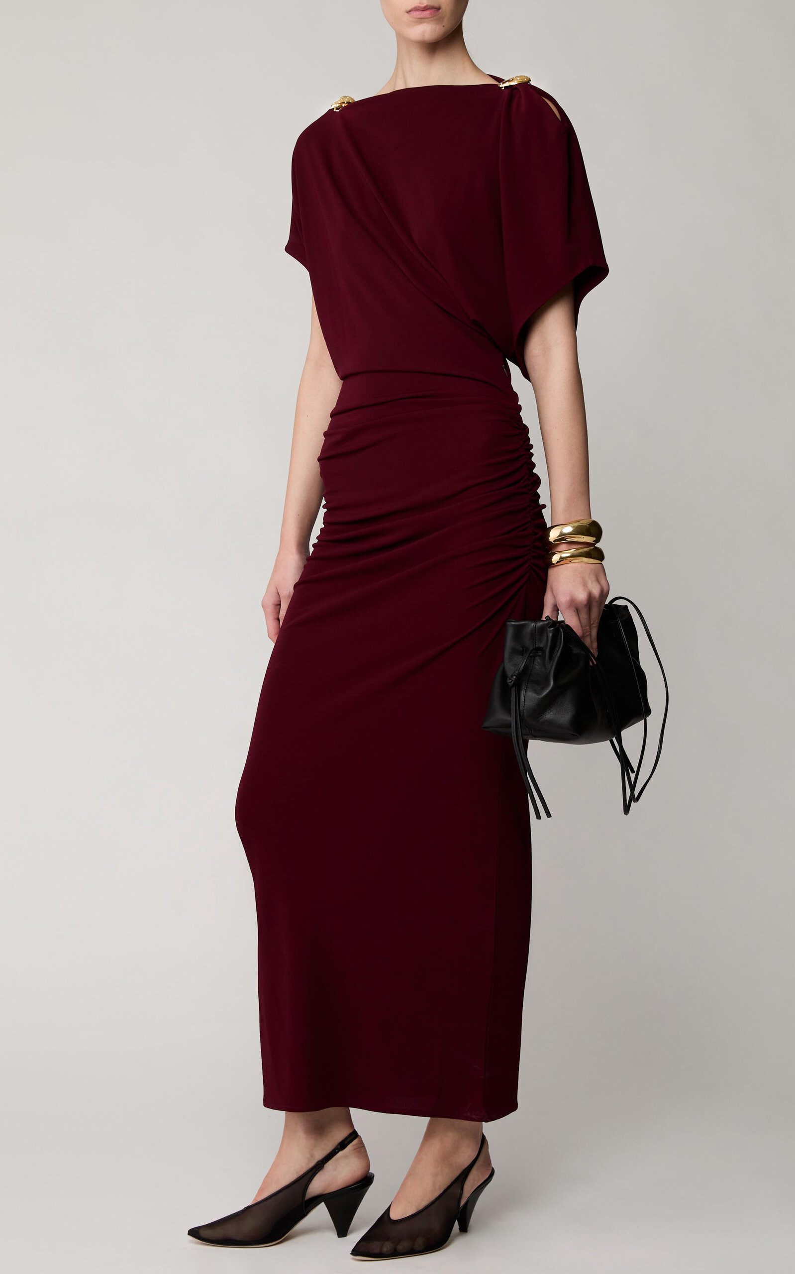 Brina Asymmetric Jersey Midi Dress burgundy - 4