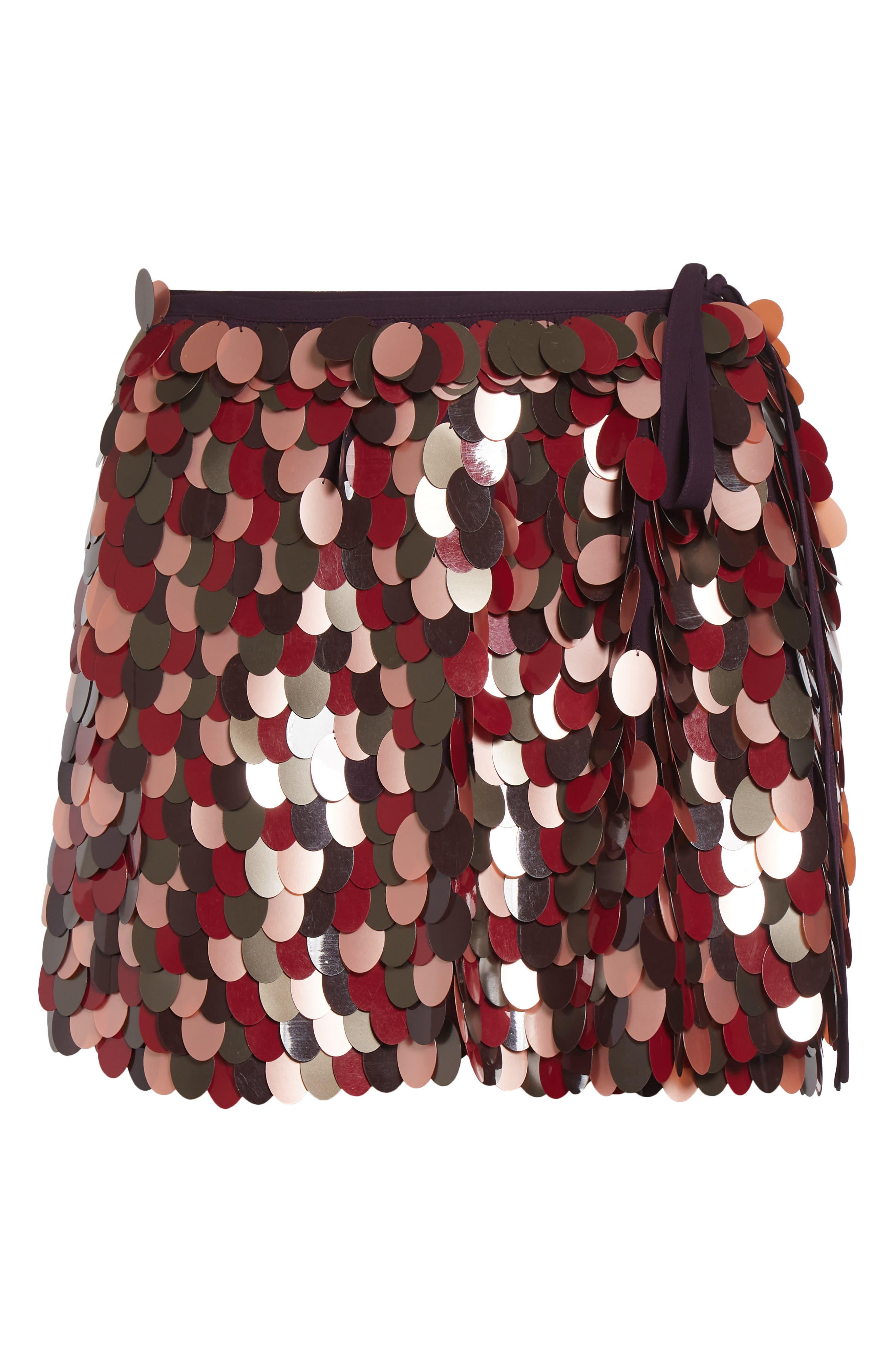 Dries Van Noten Gabrina Sequin Embellished Wrap Miniskirt in Burgundy at Nordstrom - 7