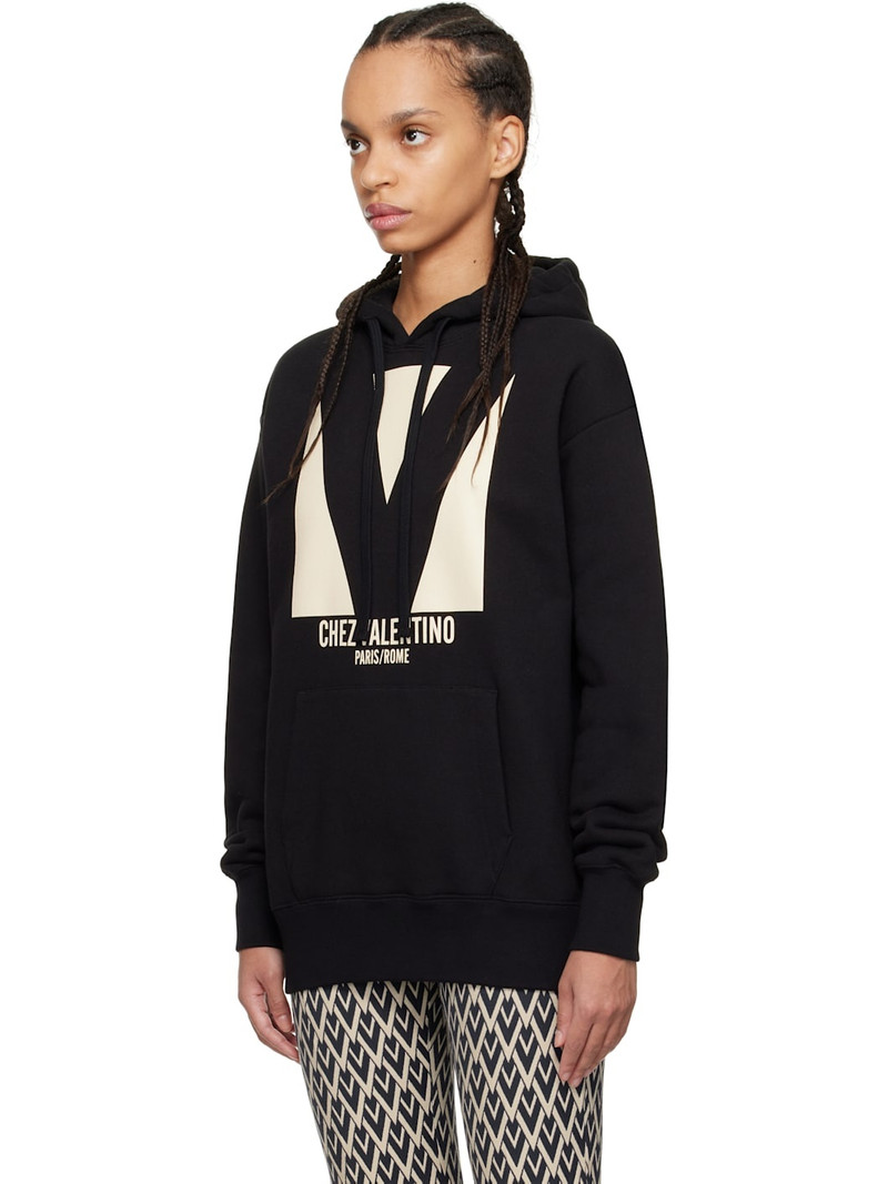 Valentino Black Cotton 'Chez Valentino' Print Hoodie outlook