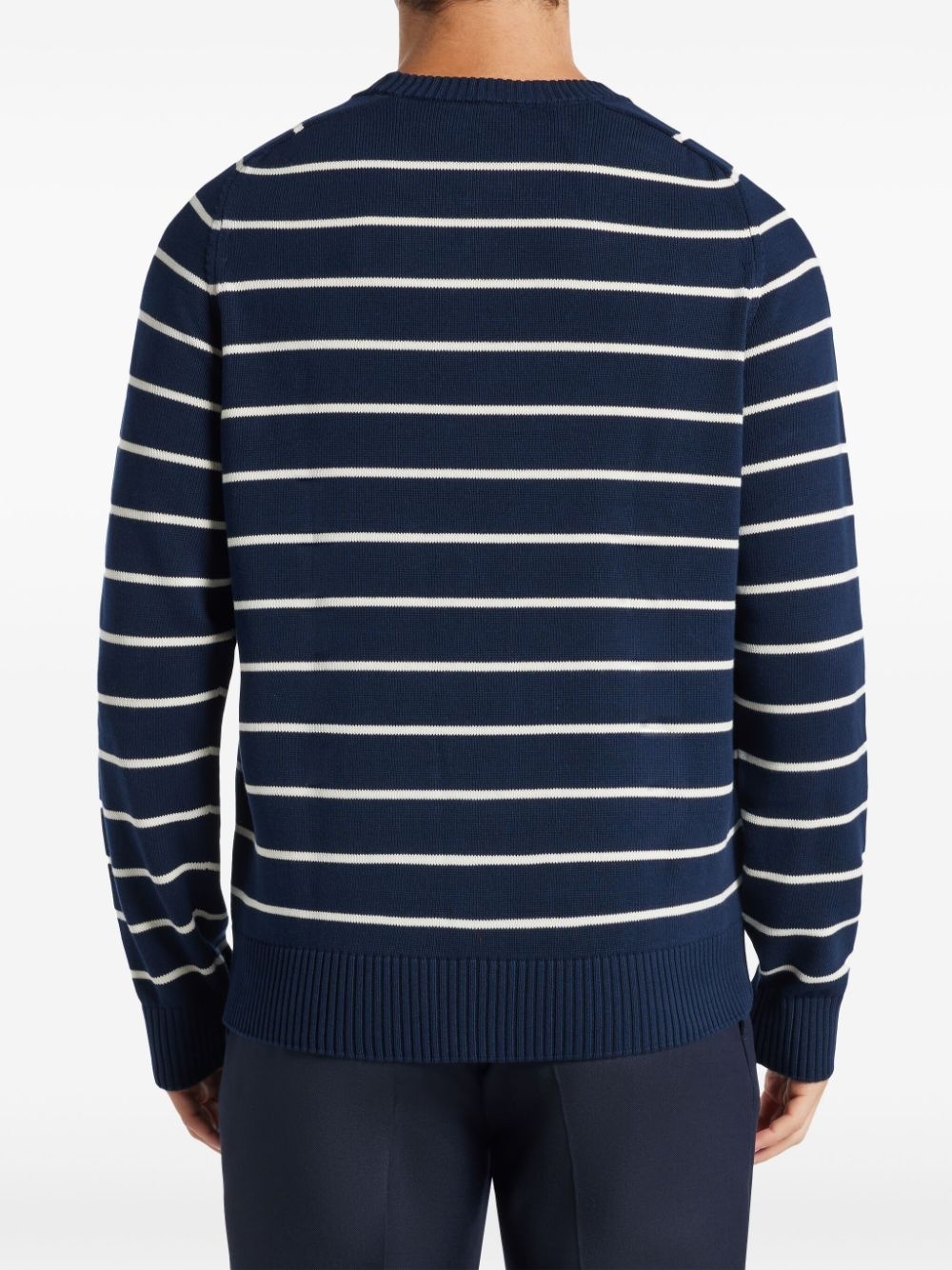 logo-patch striped cotton jumper - 4