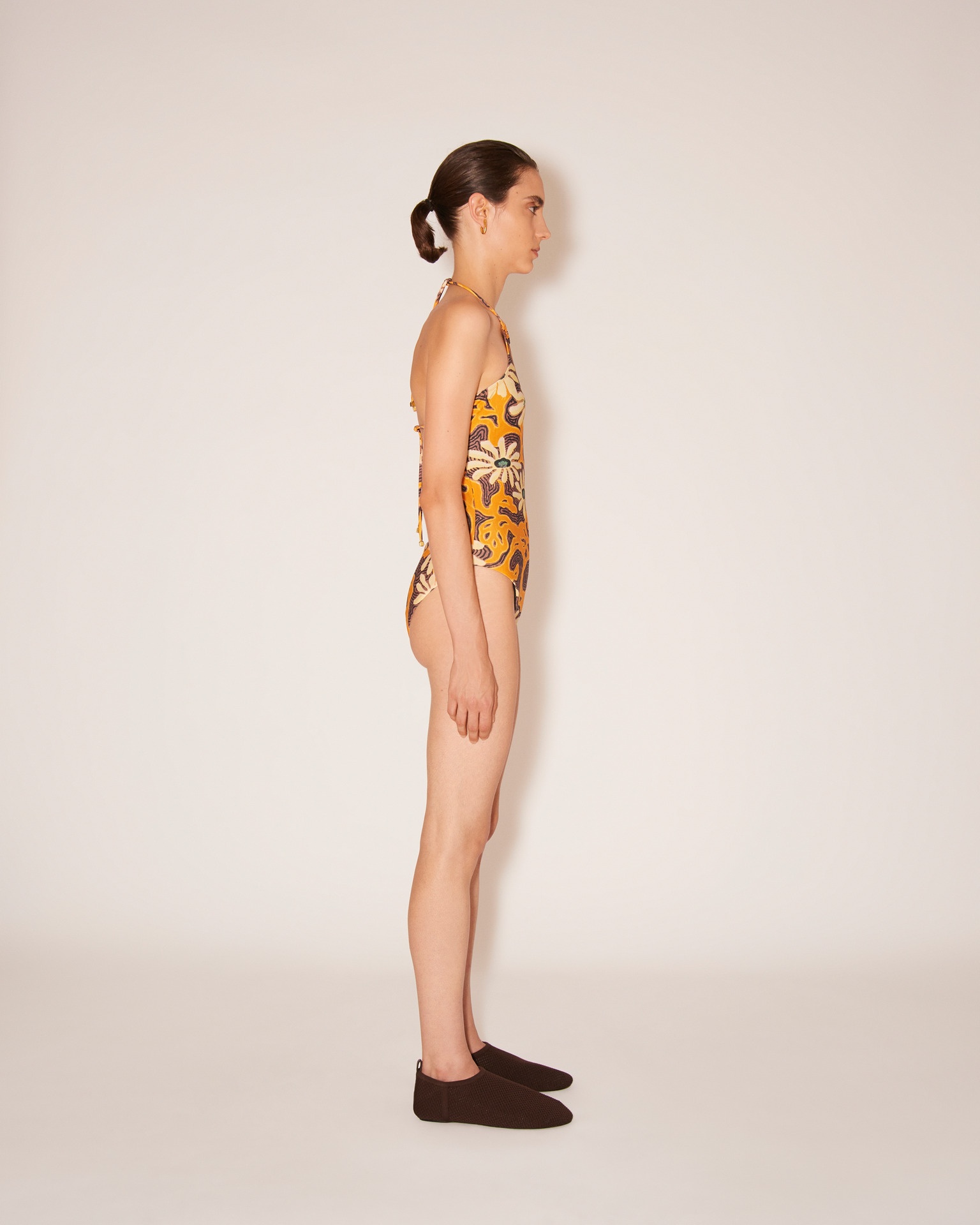 DAYLIN - Matte stretch floral onepiece - Orange - 3