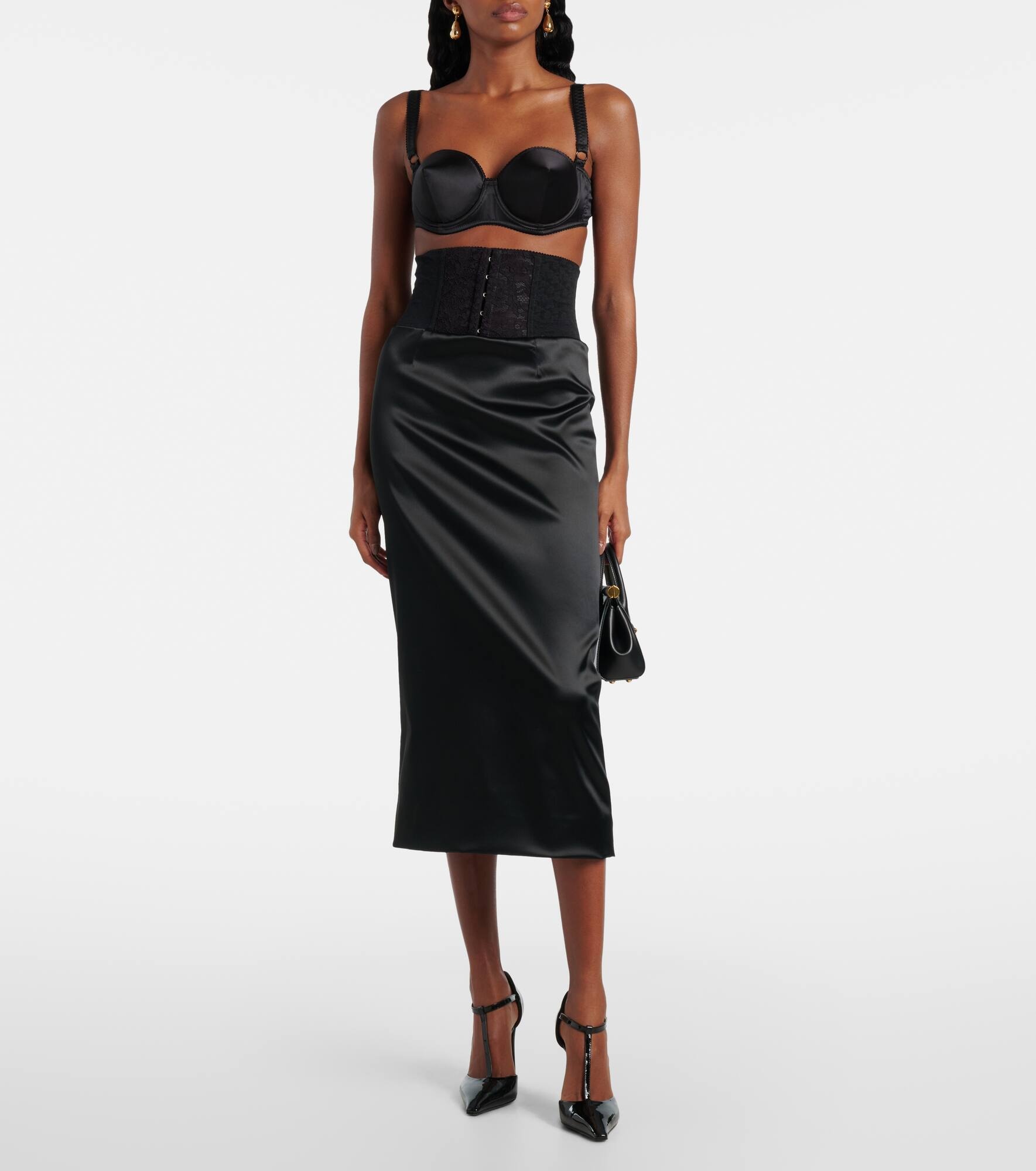 Corset satin midi skirt - 2