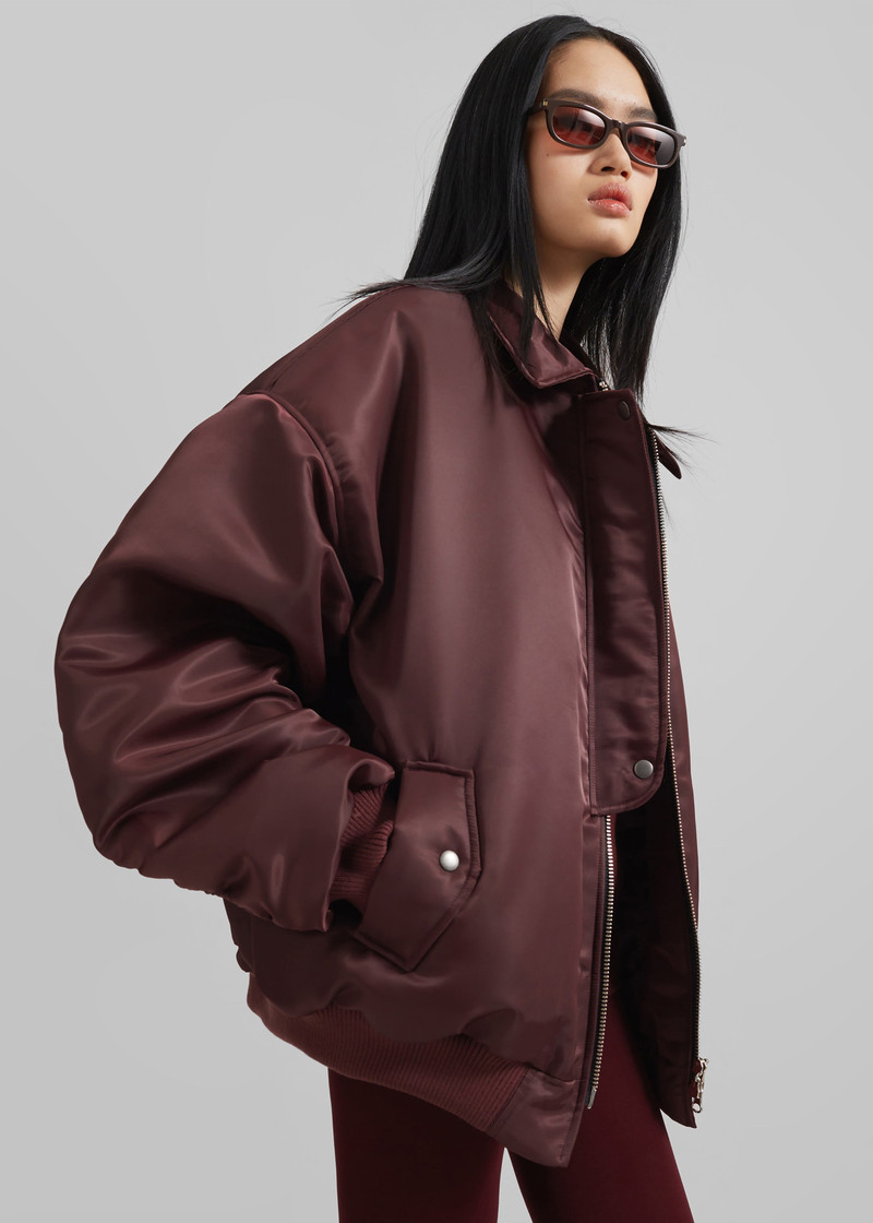 Nalden Padded Bomber Jacket - Burgundy 4