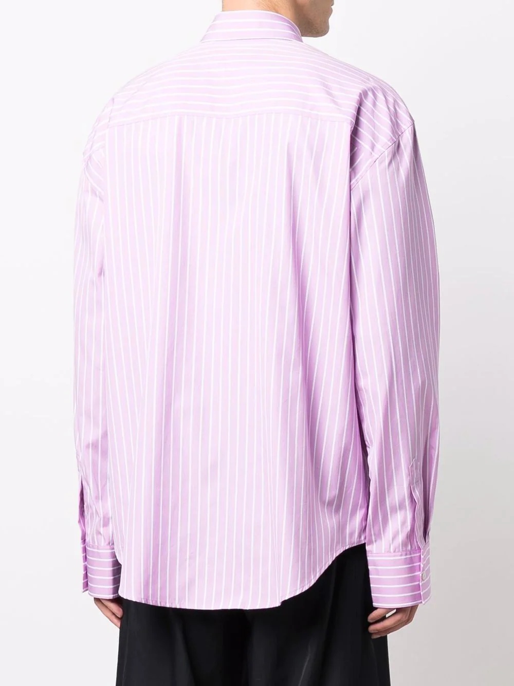 logo-print pinstripe shirt - 4