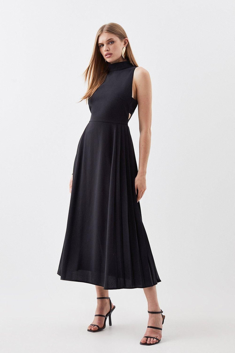 Soft Tailored Pleated Panel Maxi Dress 1