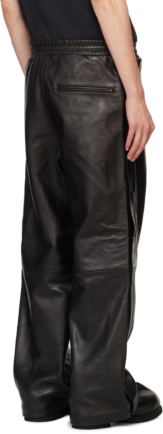 Black Leather Basketball Pants - 3