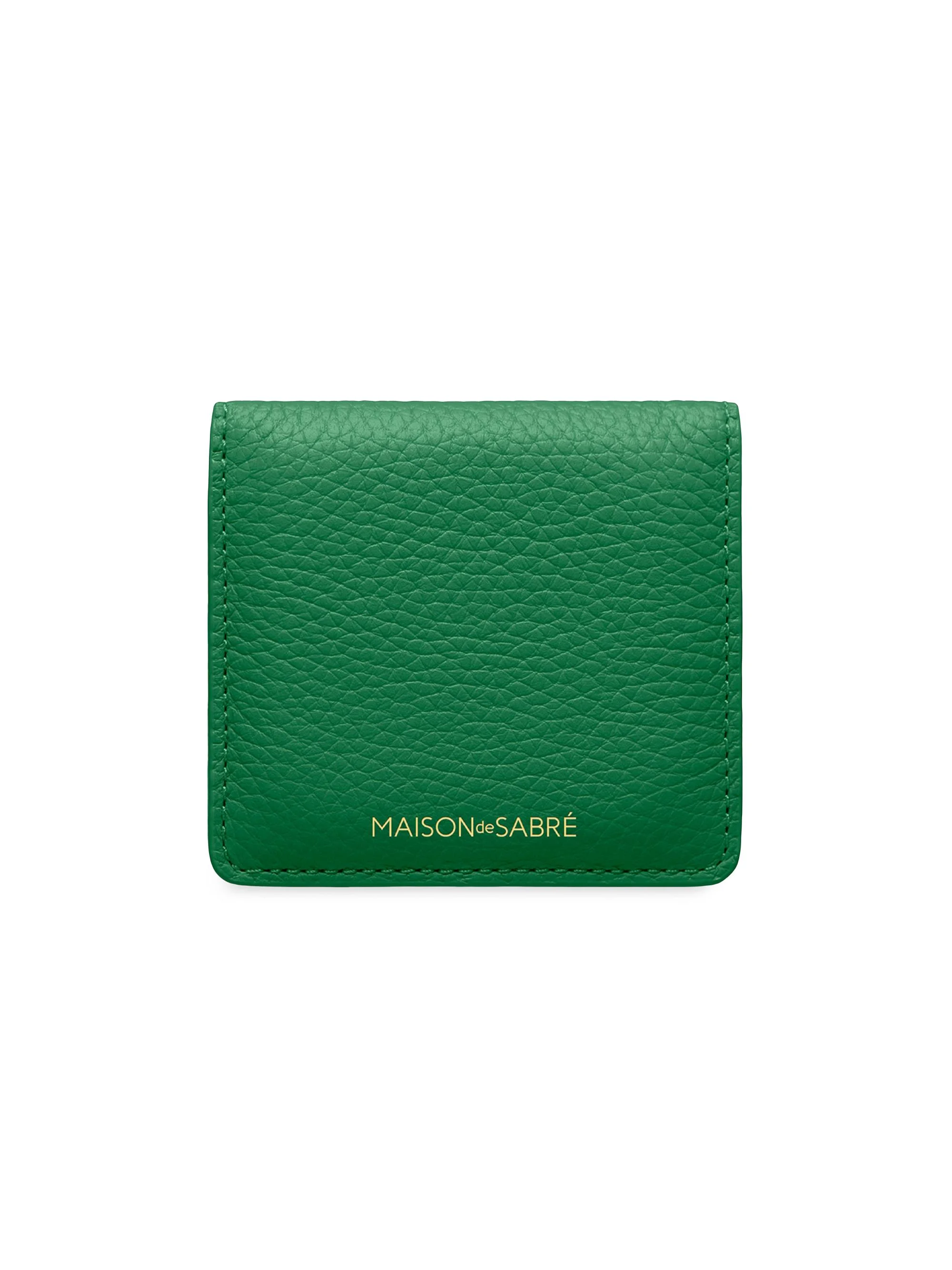 Leather Compact Mirror - Emerald Lily - 1