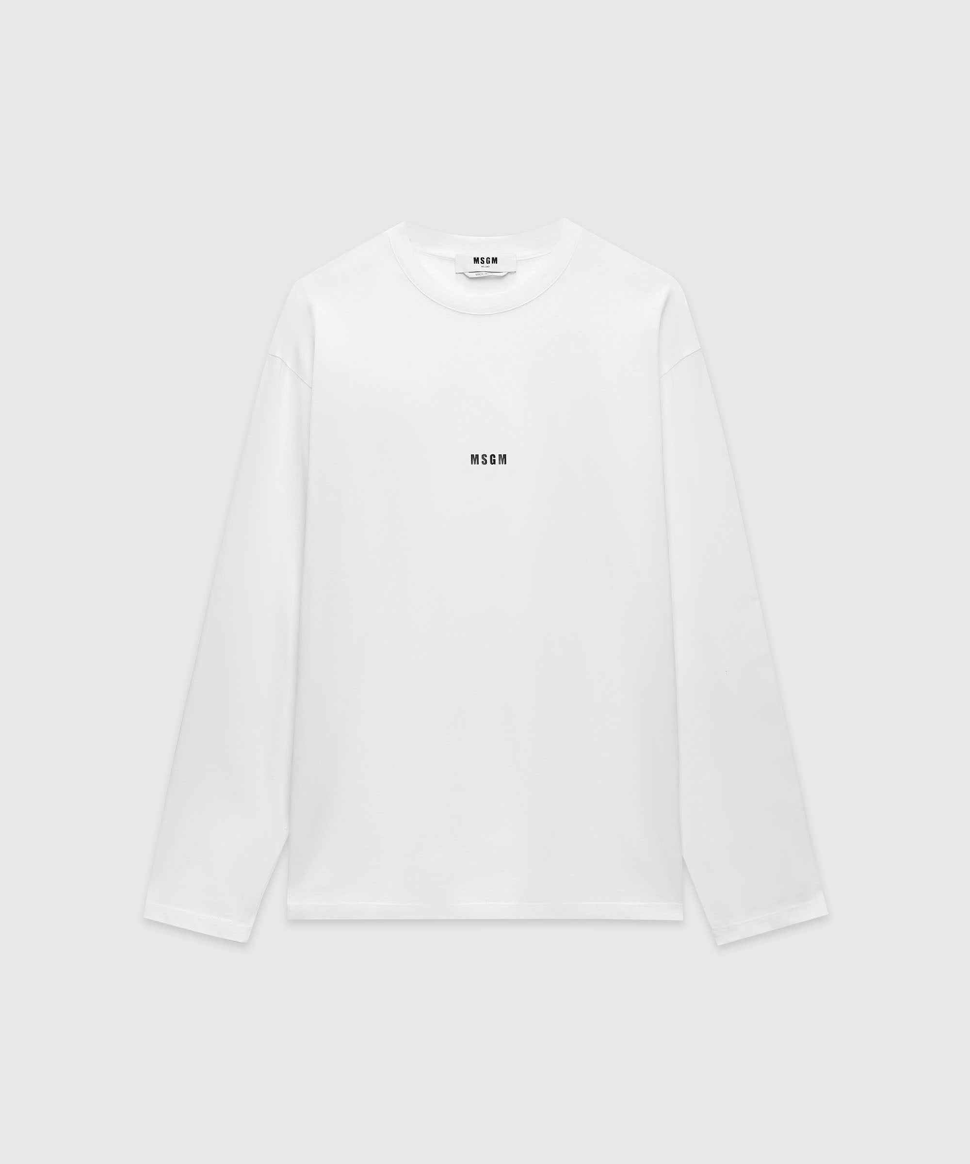 White jersey T-shirt with micro logo print - 1