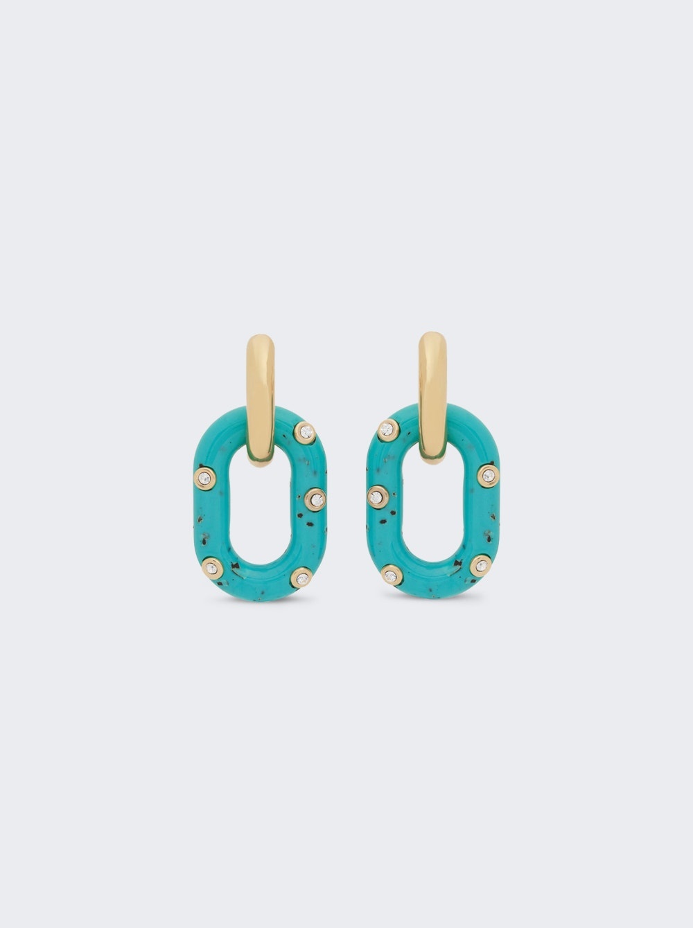 Xl Link Oversized Palm Spring Earrings Gold And Turquoise - 1