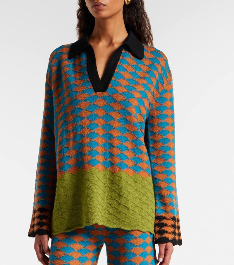 Intarsia wool polo sweater 6