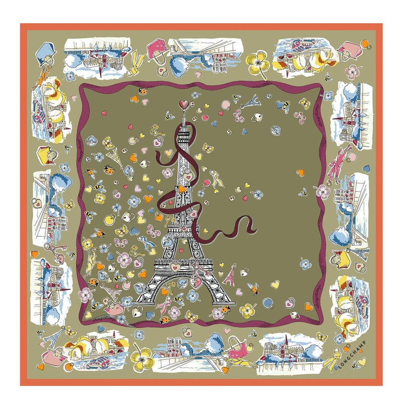 Equestrian Tower Silk scarf 50 Artichoke - OTHER 1