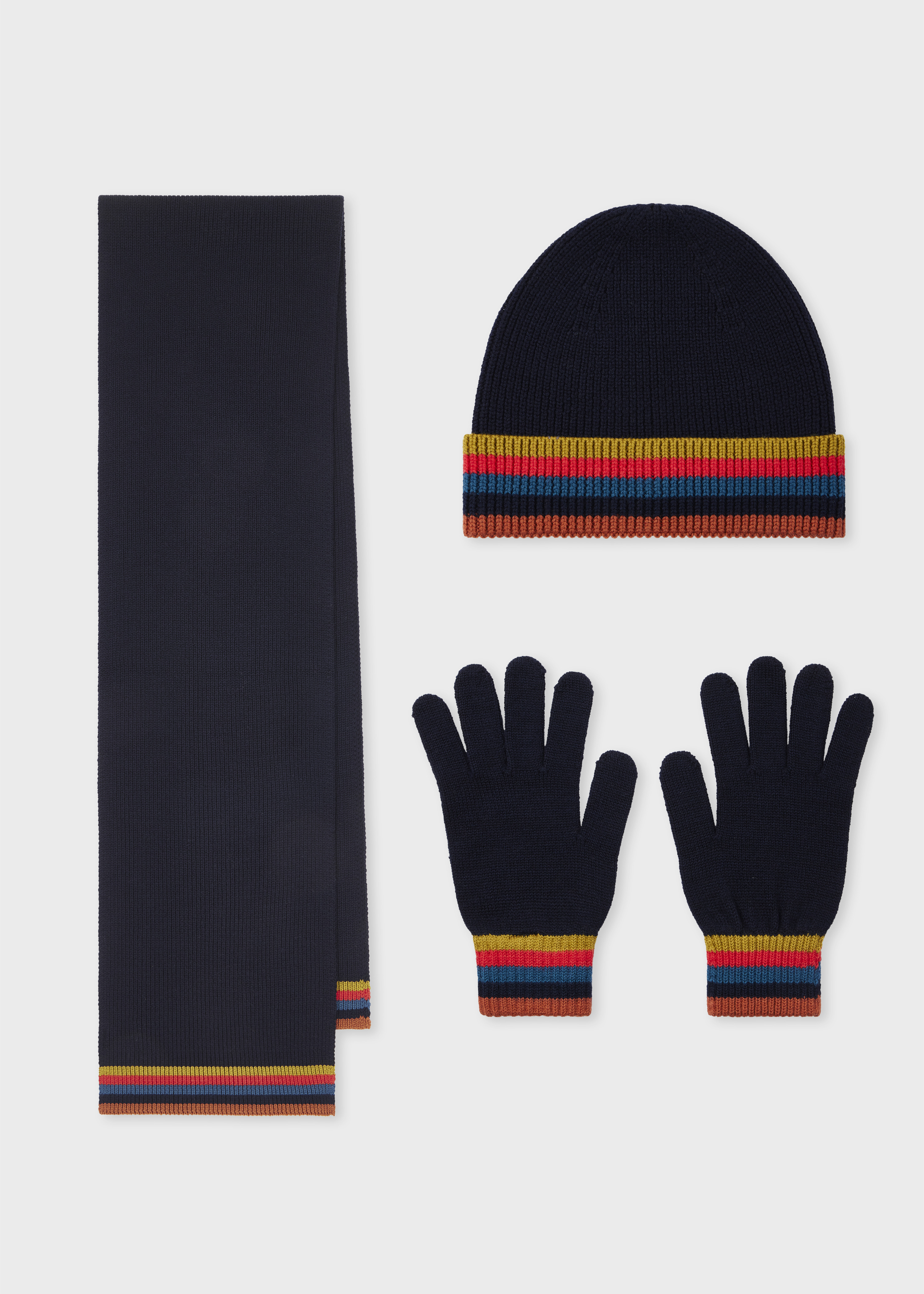 Navy Blue Merino Wool 'Artist Stripe' Set - 1