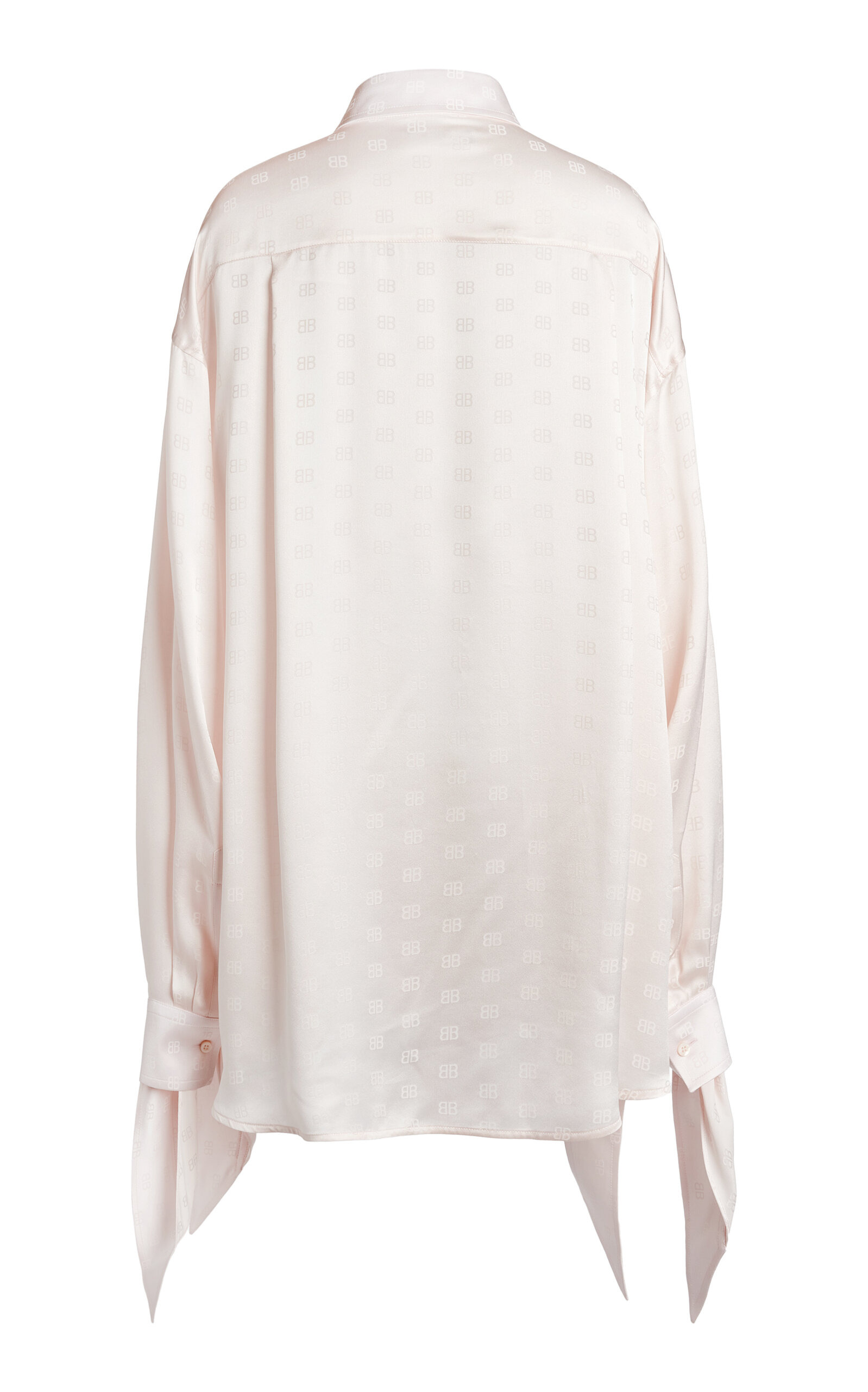 Knotted-Cuff Logo-Jacquard Silk Shirt white - 5