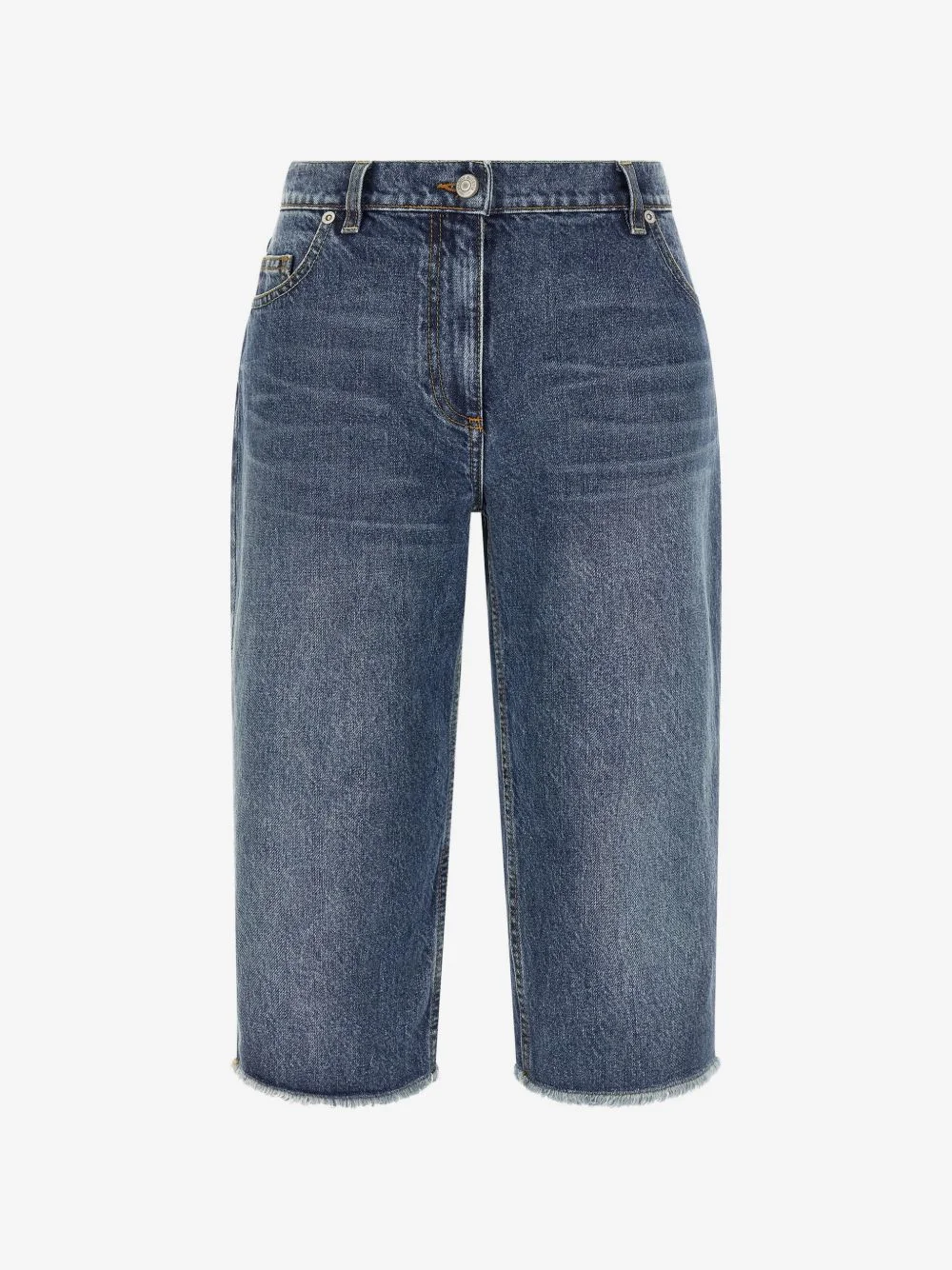 low-waisted frayed jeans - 1