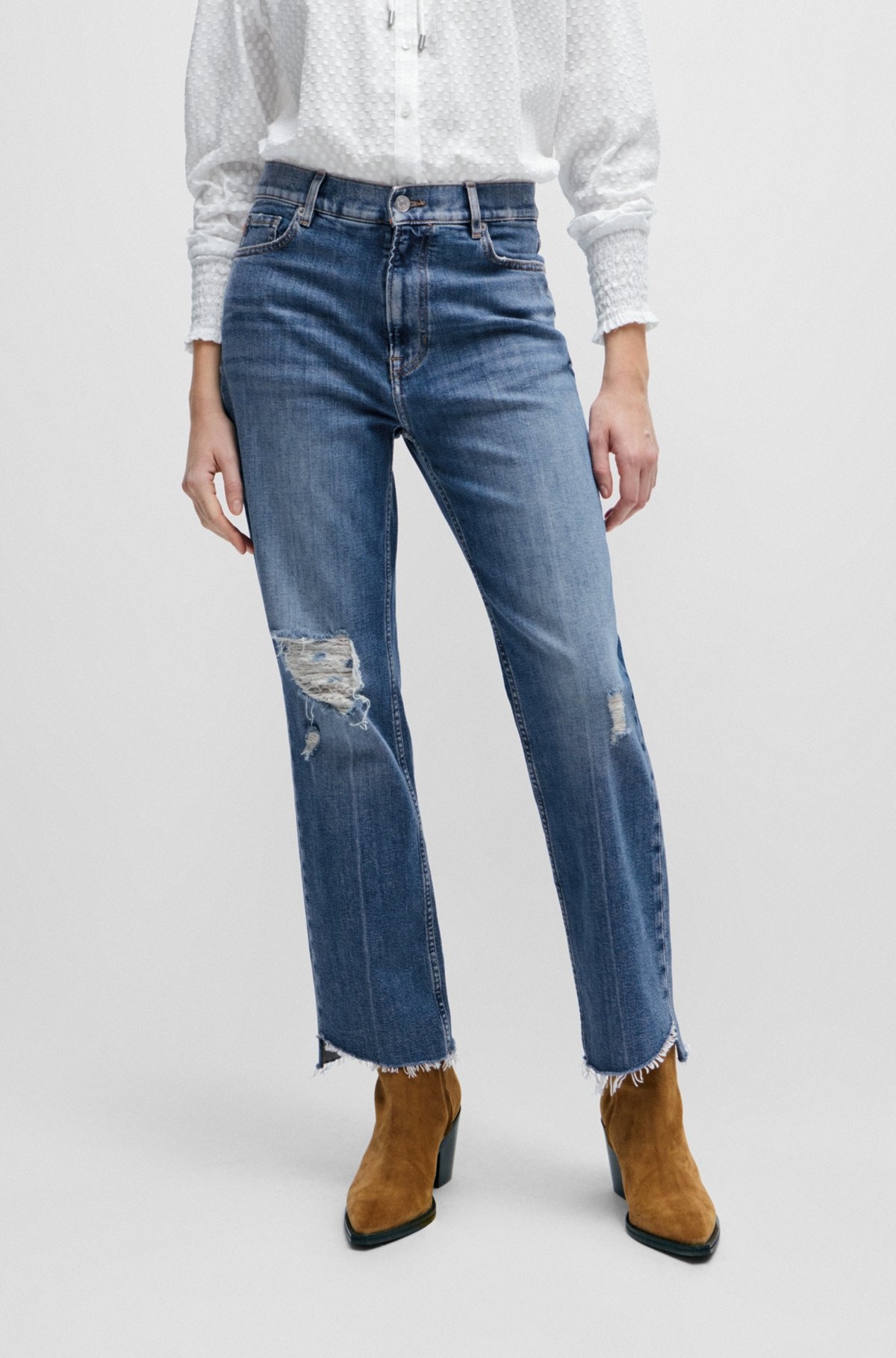 SLIM-FIT JEANS IN BLUE STRETCH DENIM - 2