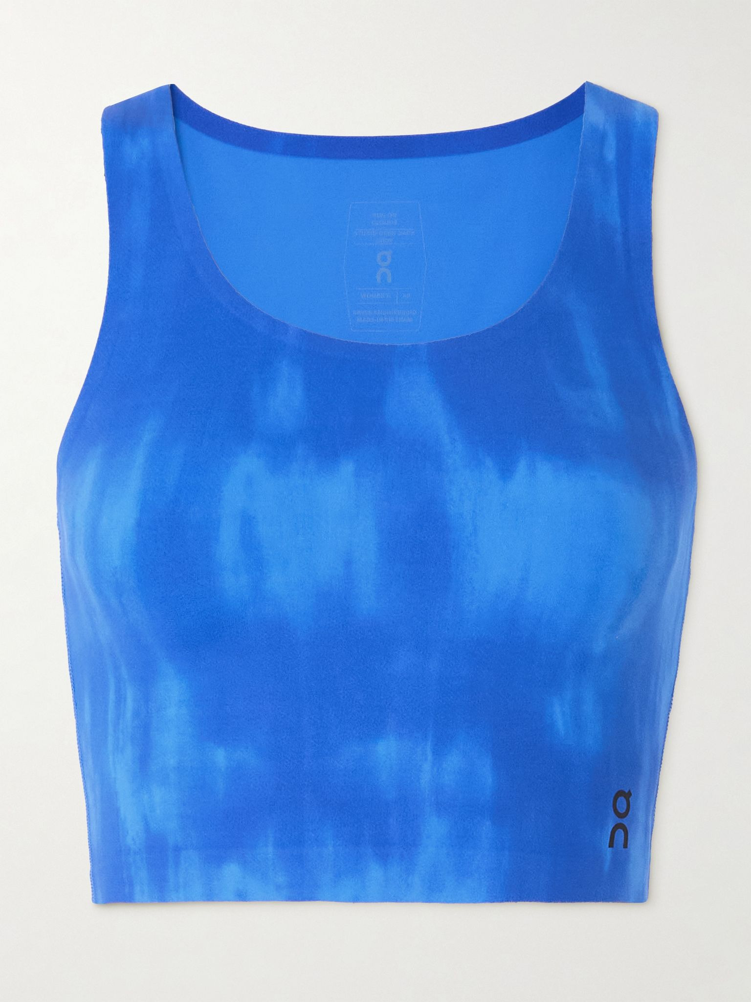 Malibu cropped cutout tie-dyed stretch recyled-jersey tank Blue - 1