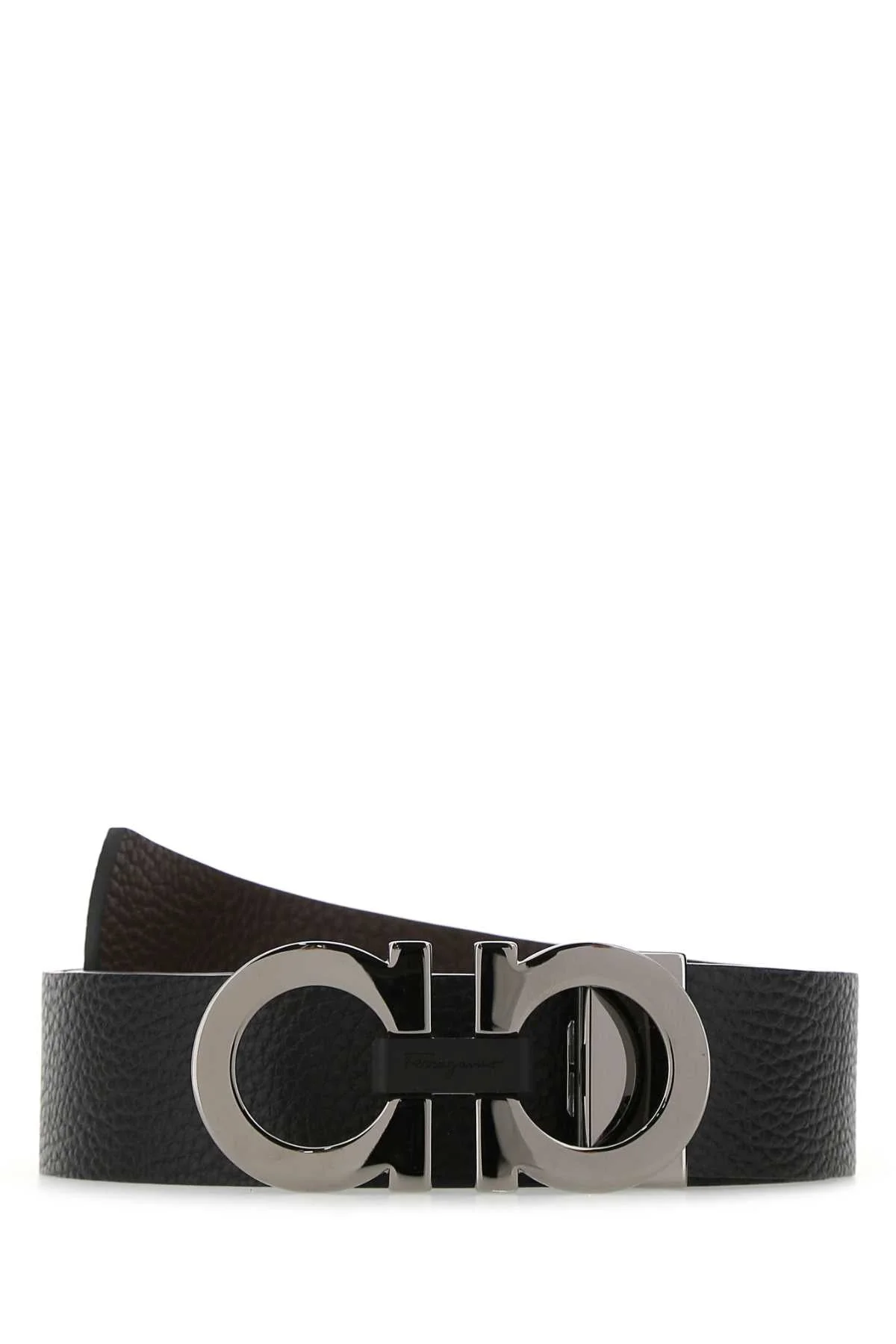 Black Leather Reversible Belt Nerohickory Calf Cinture - 1