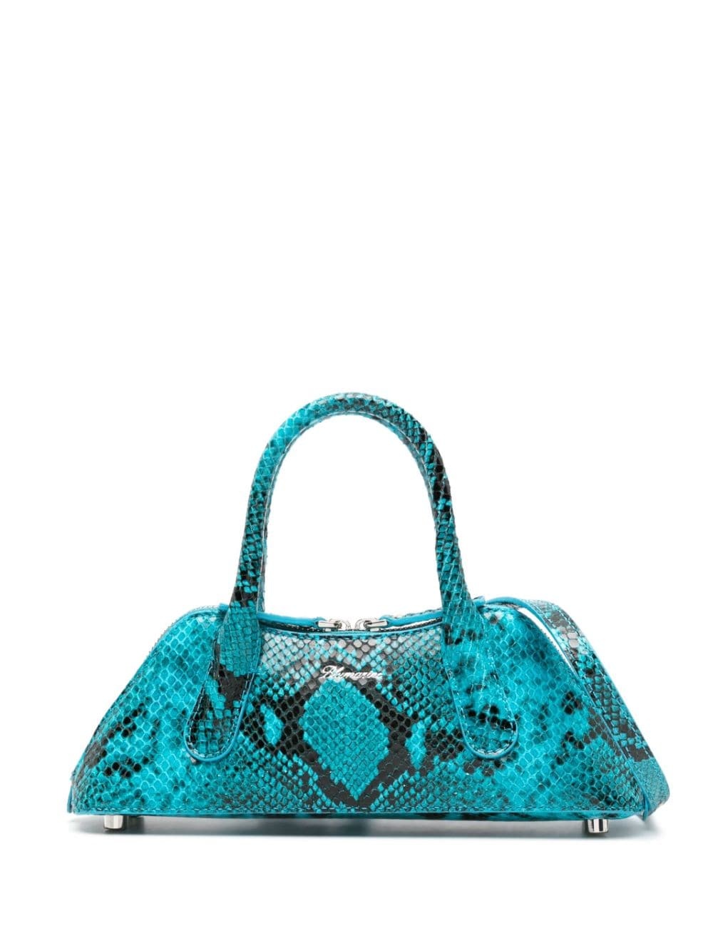 snakeskin-effect leather tote bag - 1