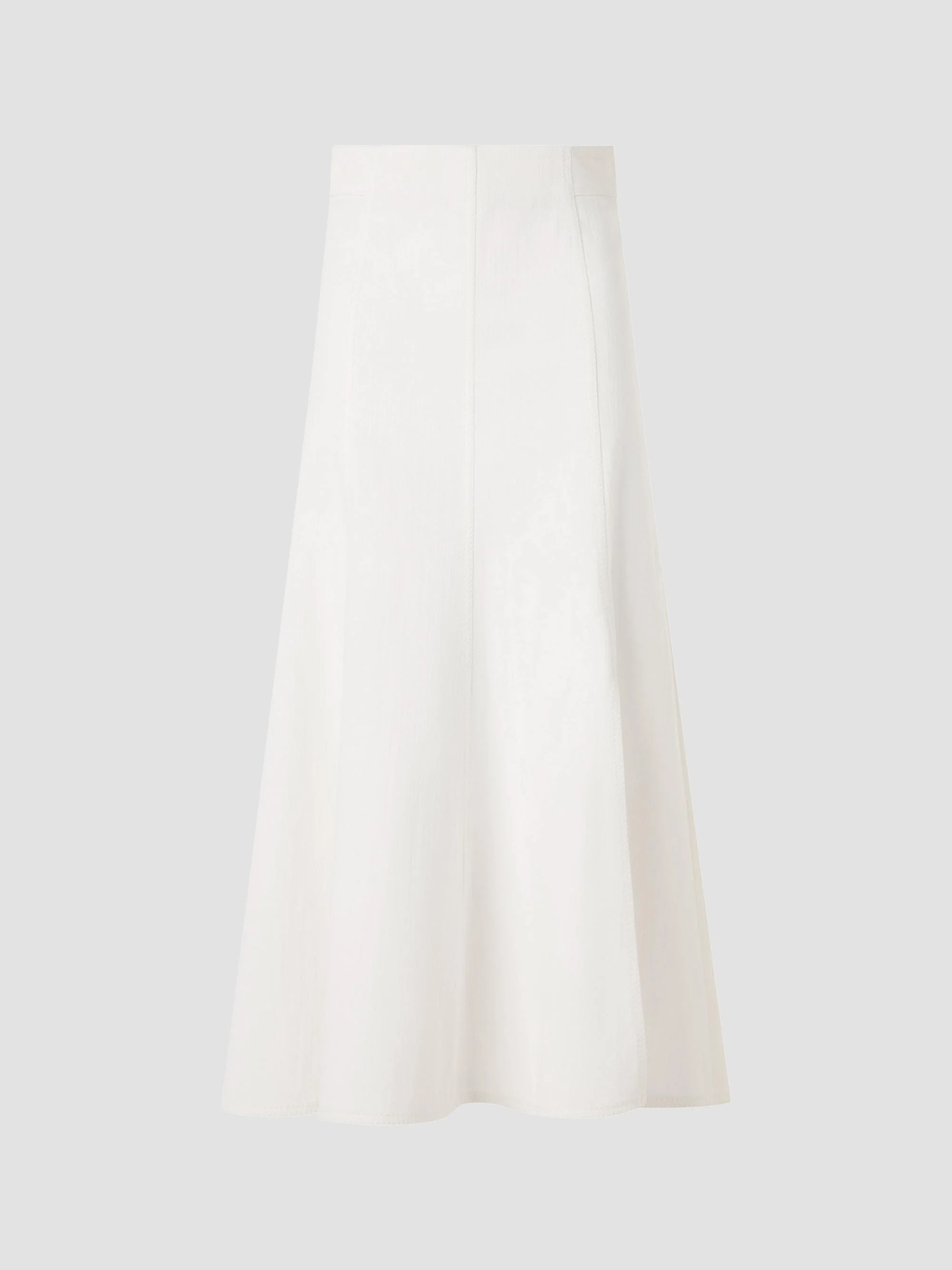 Women's Panelled Denim Midi Skirt - Cream - 1