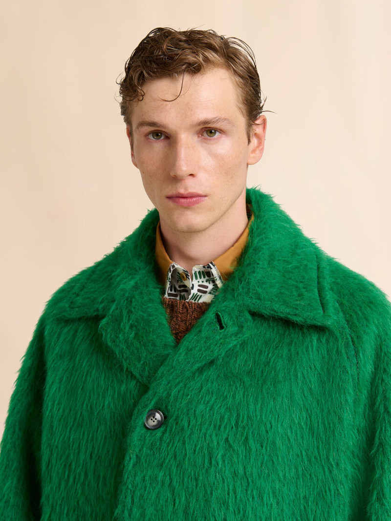 GREEN WOOL JACKET WITH SHAGGY BRUSHED FINISH 4