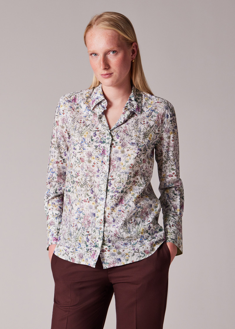 Women's White Cotton 'Liberty Floral' Print Shirt 3