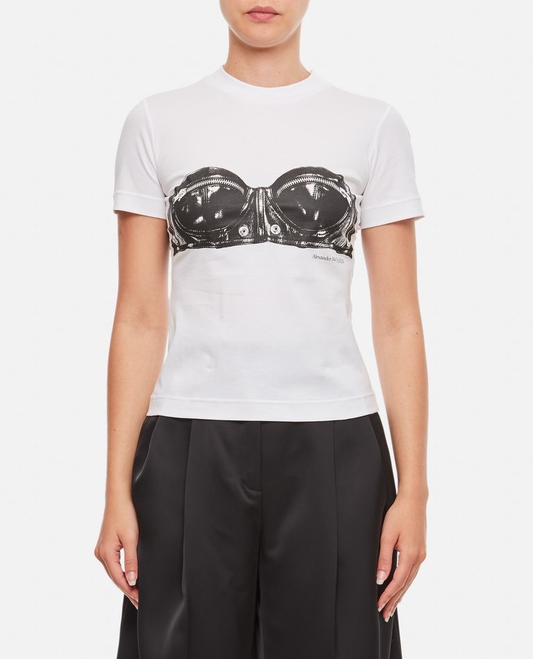 Alexander McQueen BUSTIER PRINT JERSEY T-SHIRT biffi REVERSIBLE