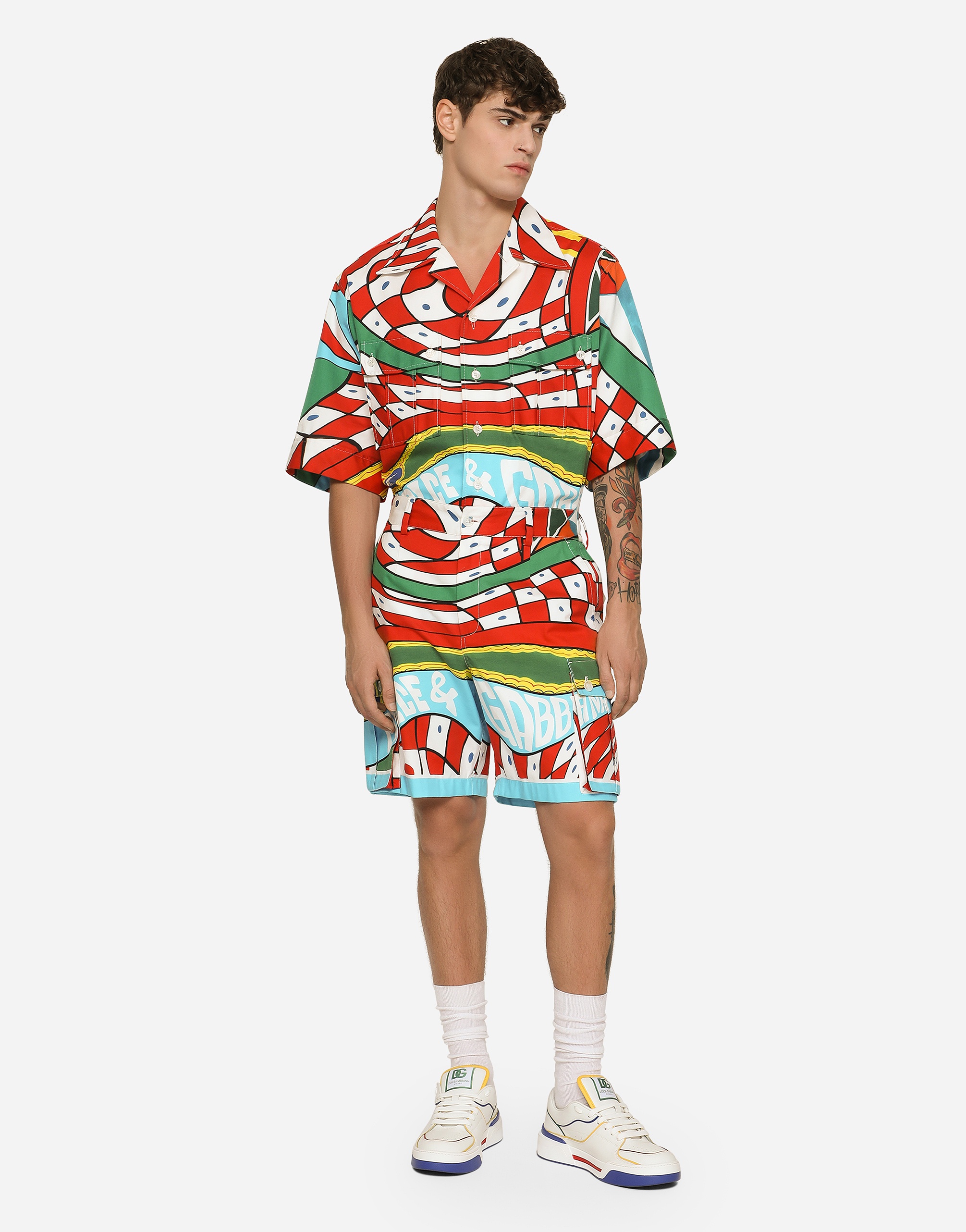 Carretto-print stretch drill cargo shorts - 2