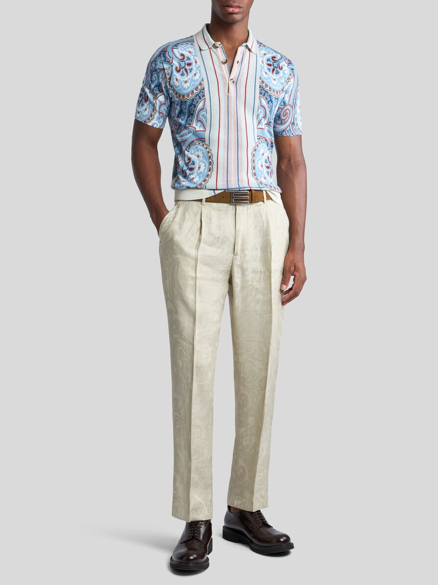 COTTON PAISLEY POLO SHIRT WITH STRIPES - 4