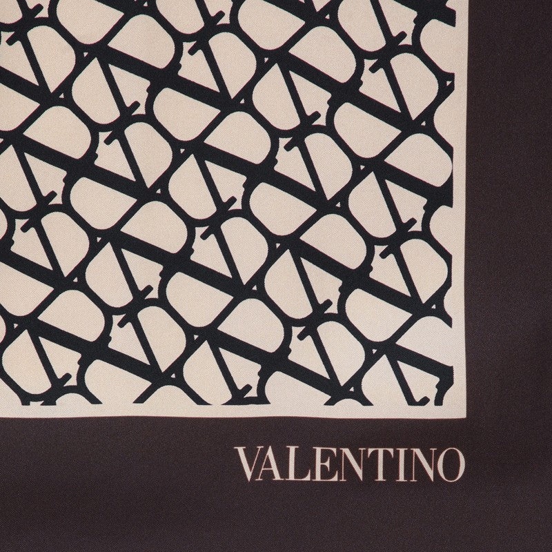 Valentino Garavani Toile Iconographe Beige/Black Silk Scarf Women - 4