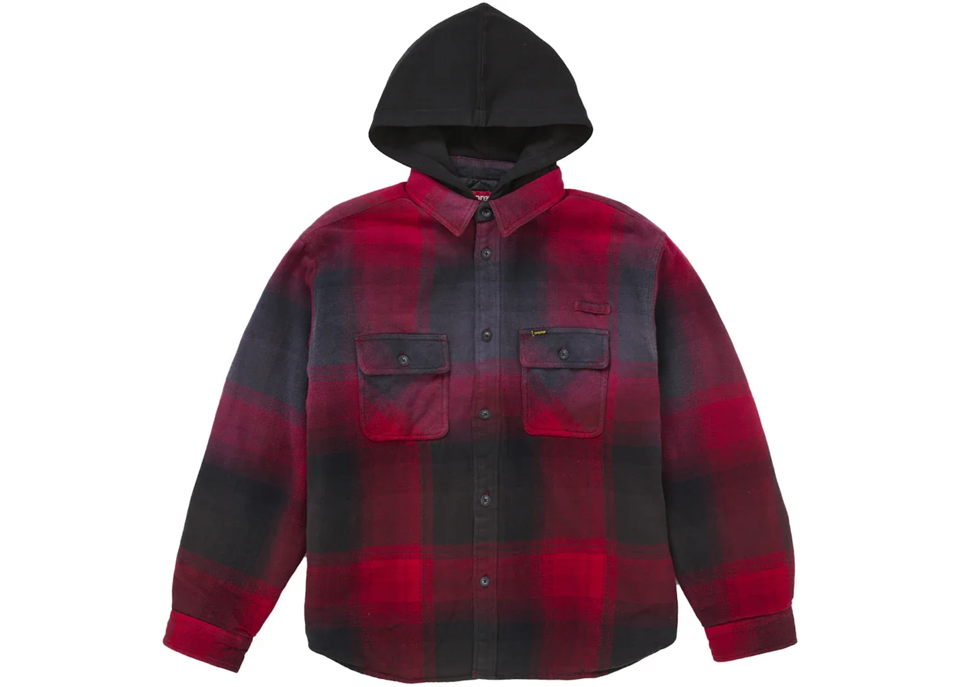Supreme Quilted Lined Hooded Flannel Shirt Red Plaid - 1