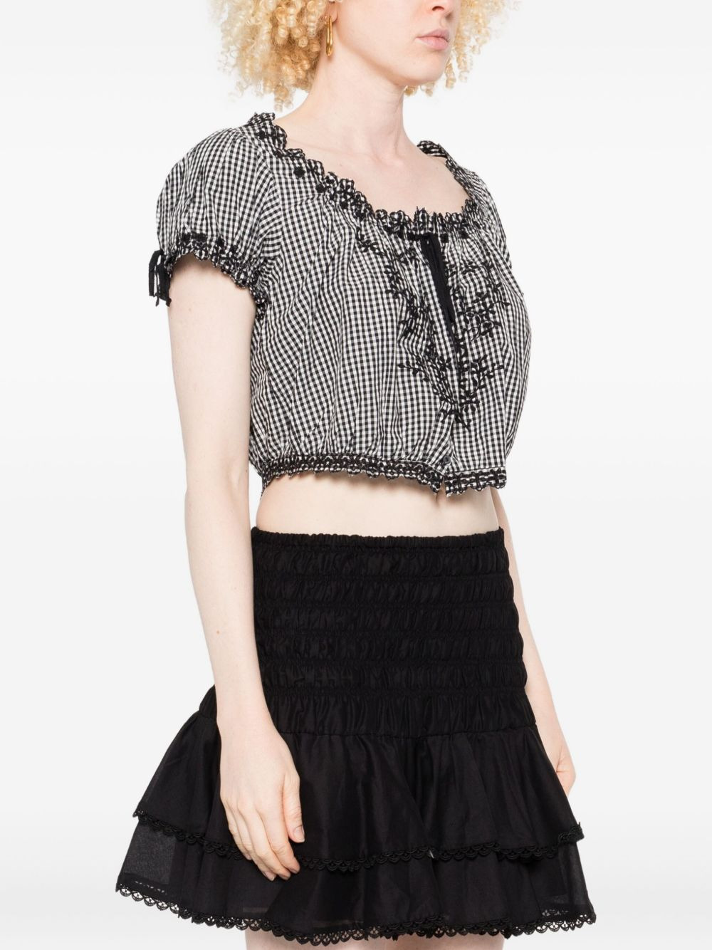 Nera gingham cropped blouse - 3
