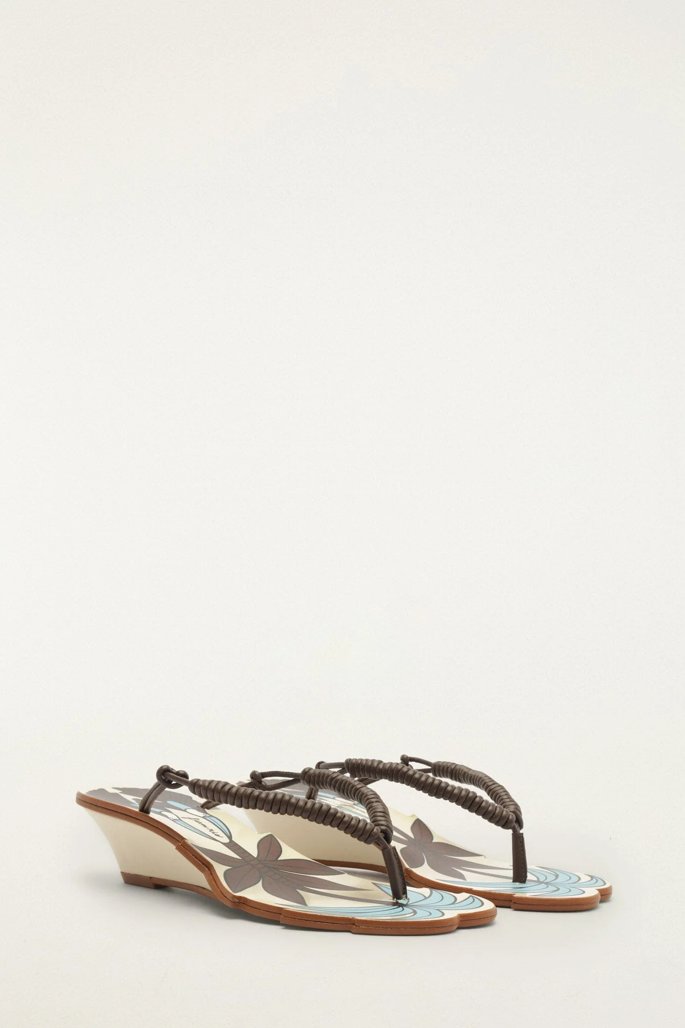 Off-White Palm Tree Cutwork Wedge Sandal - 1