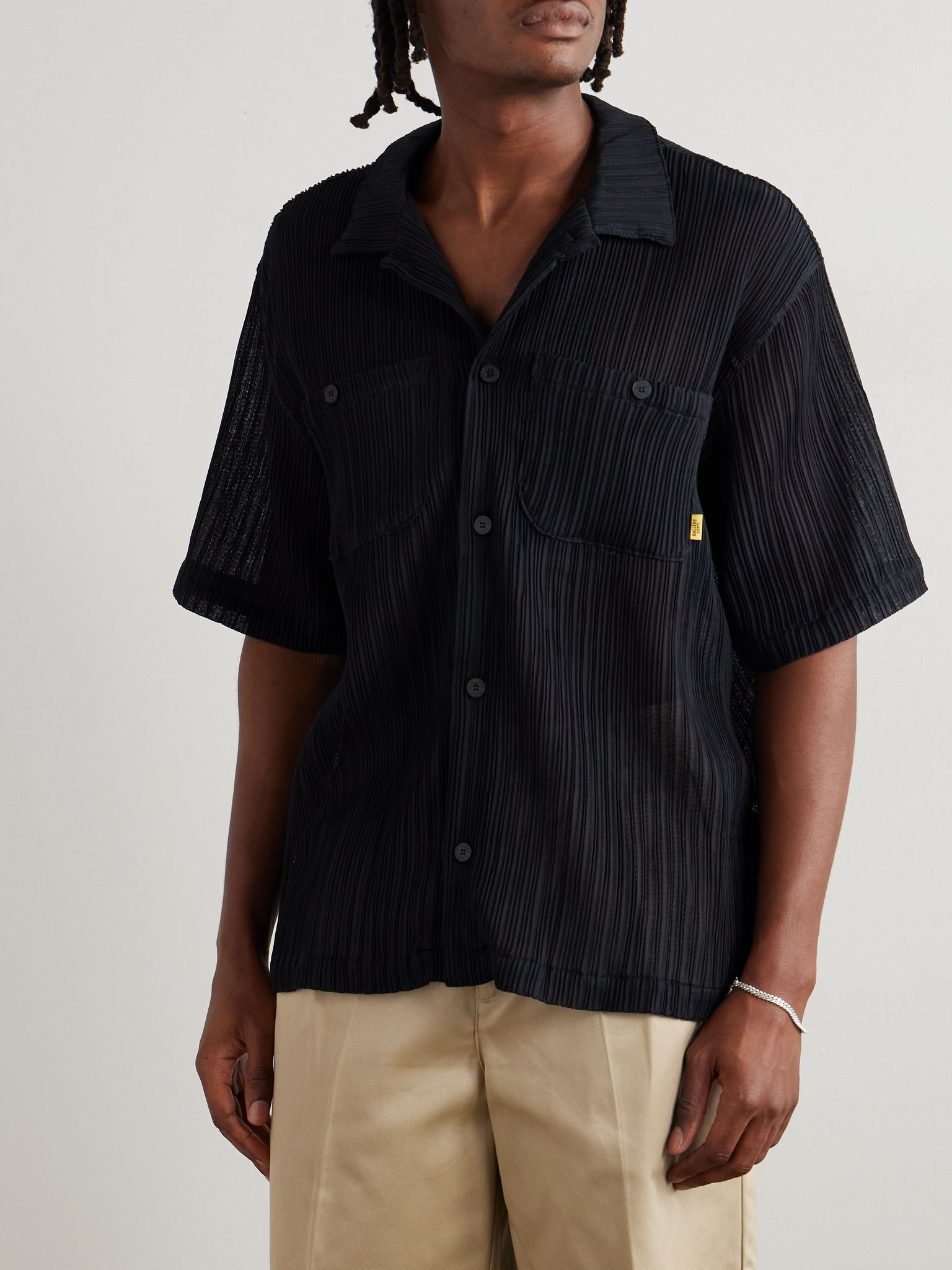 Playground Camp-Collar Cotton-Crepon Shirt Black - 3