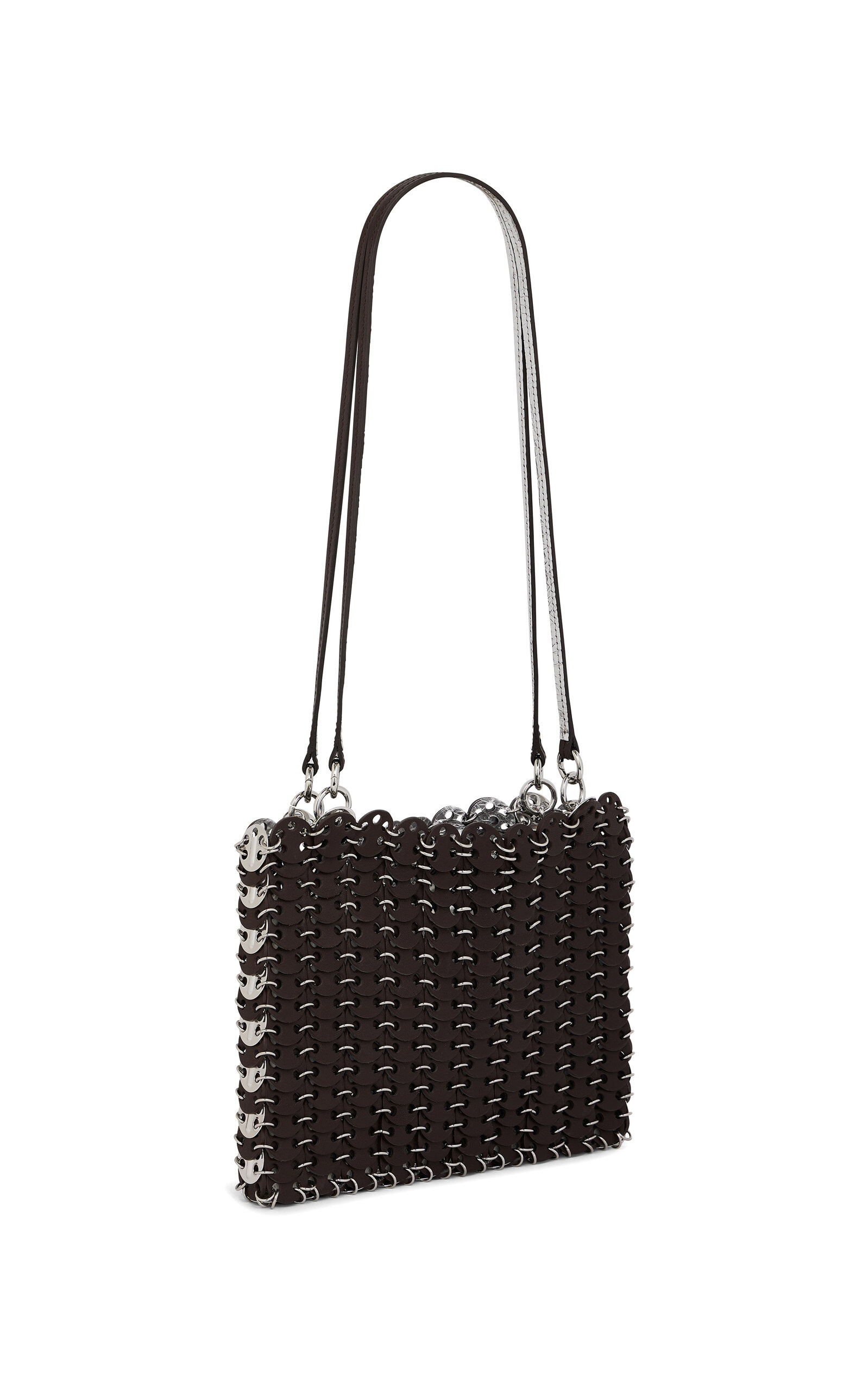 Reversible Leather and Steel Shoulder Bag brown - 5