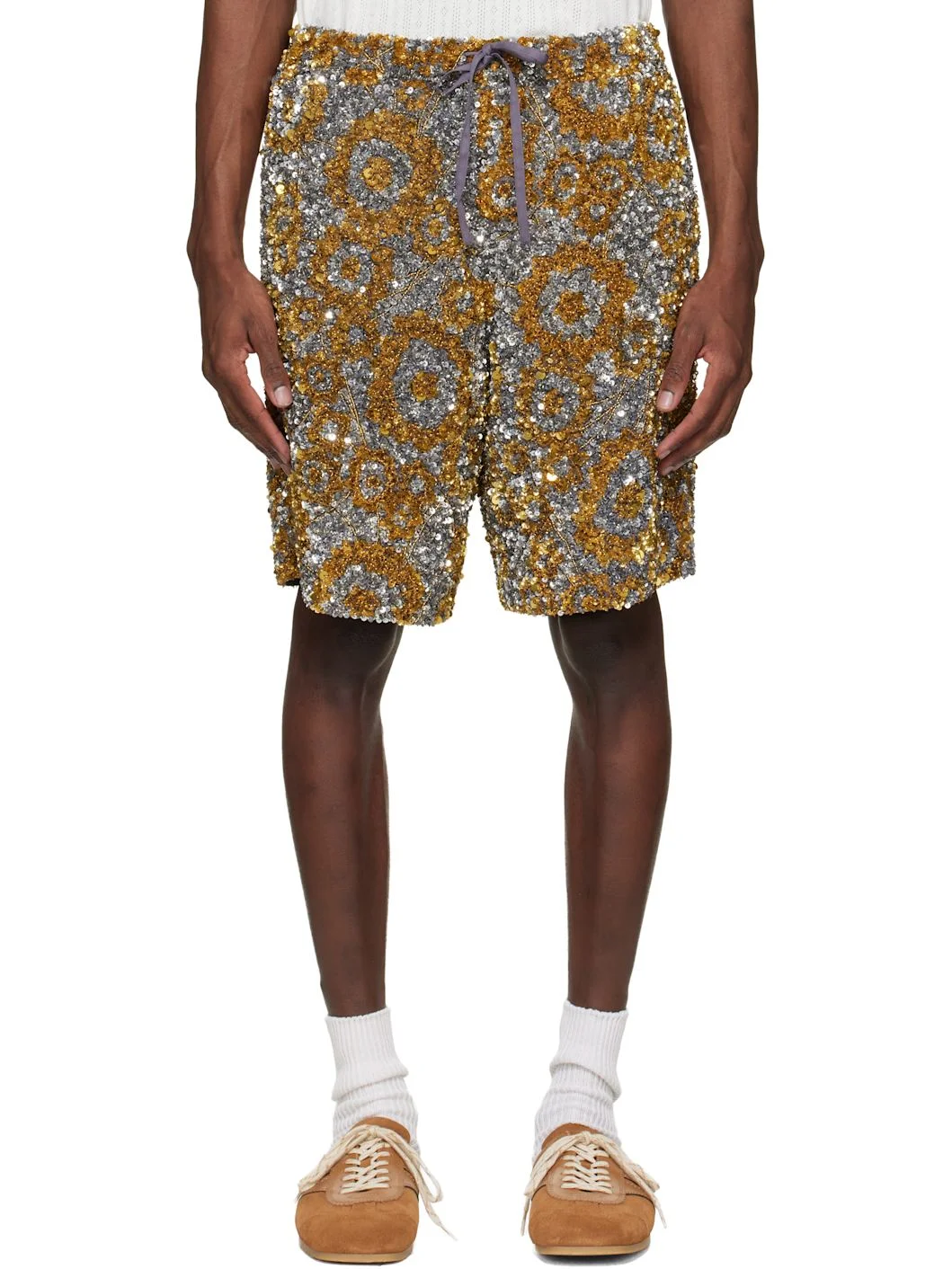 Gold & Silver Embroidered Shorts - 1